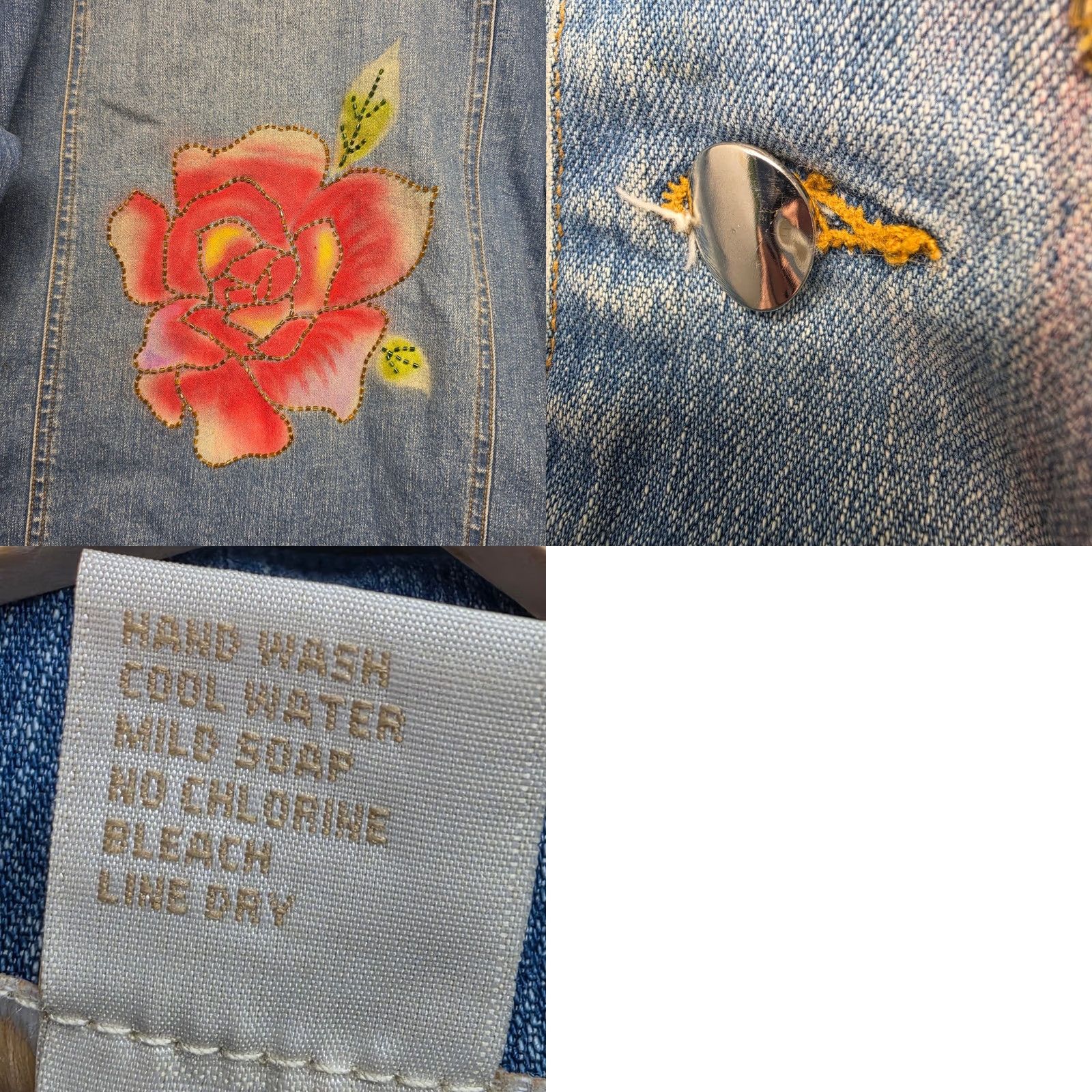 Vintage VINTAGE Monroe & Main Denim Jean Jacket Womens 1X Floral Painted Beaded Rose Artsy Jacket Womens 1X Blue Size 40" / US 18 - 8 Thumbnail