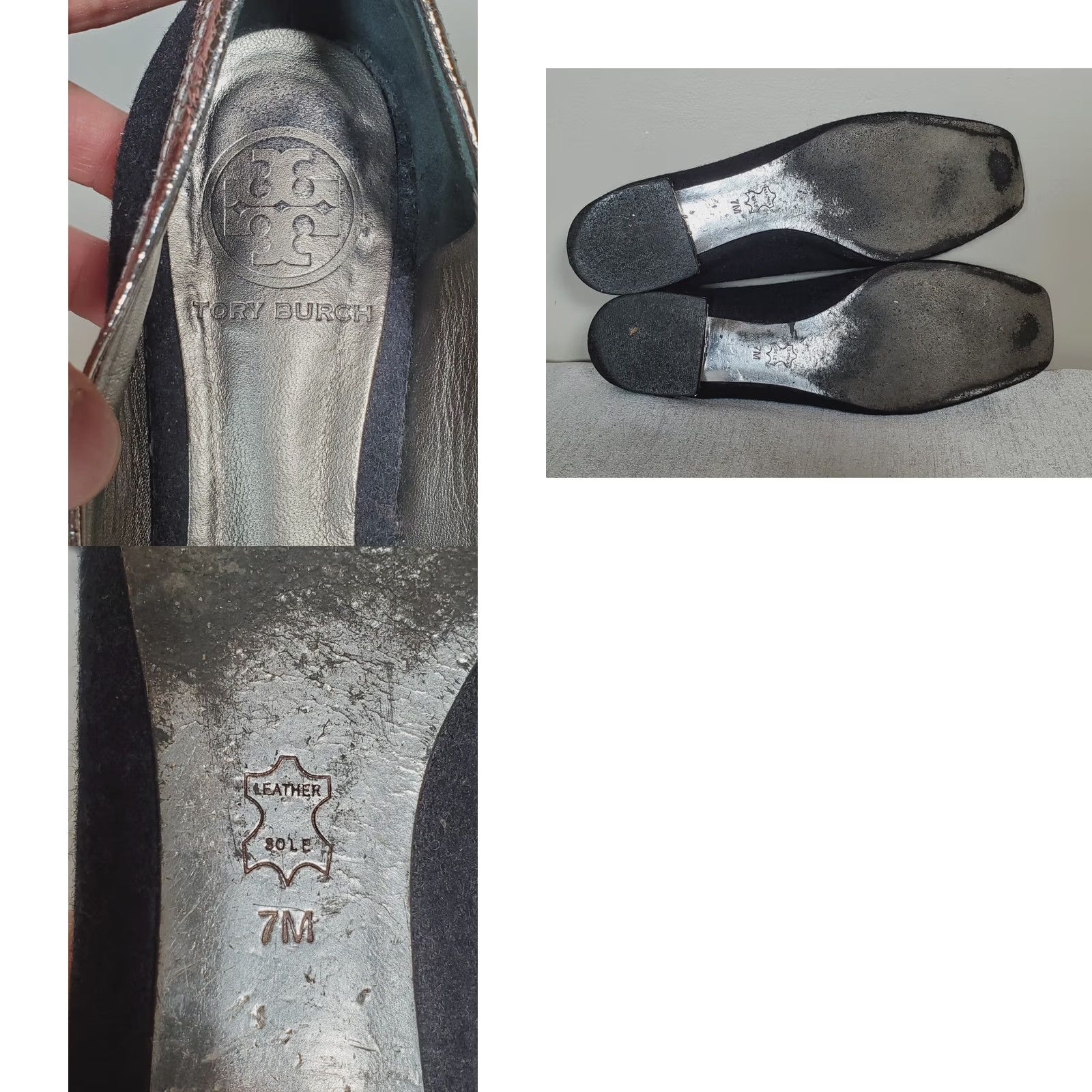 Tory Burch Tory Burch Gerritt Flannel Flats Dark Gray / Dark Pewter Women's US 7 M Size US 7 / IT 37 - 9 Thumbnail