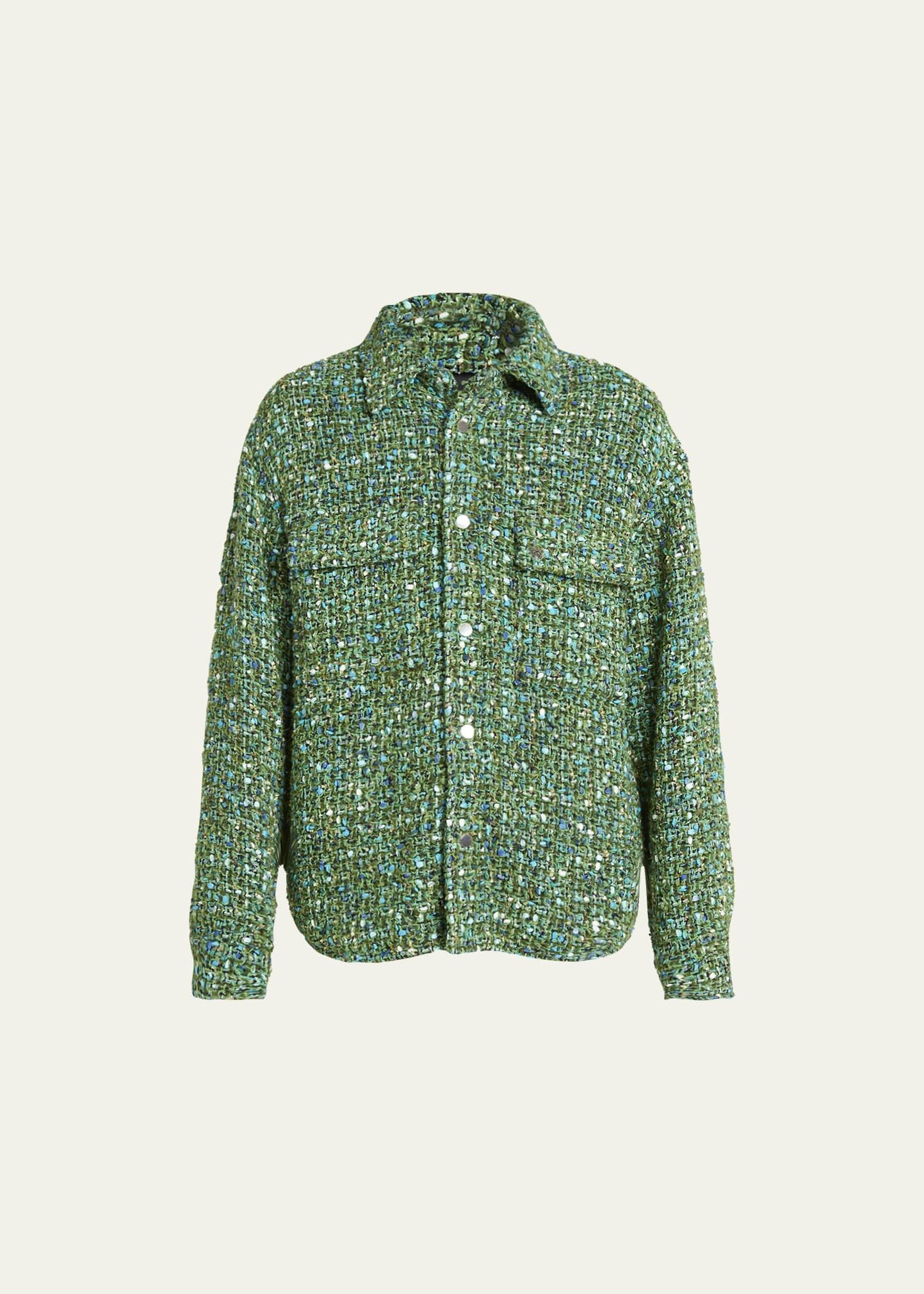 Amiri o1w1db10125 Boucle Snap-Front Overshirt in Multicolor Size US S / EU 44-46 / 1 - 1 Thumbnail