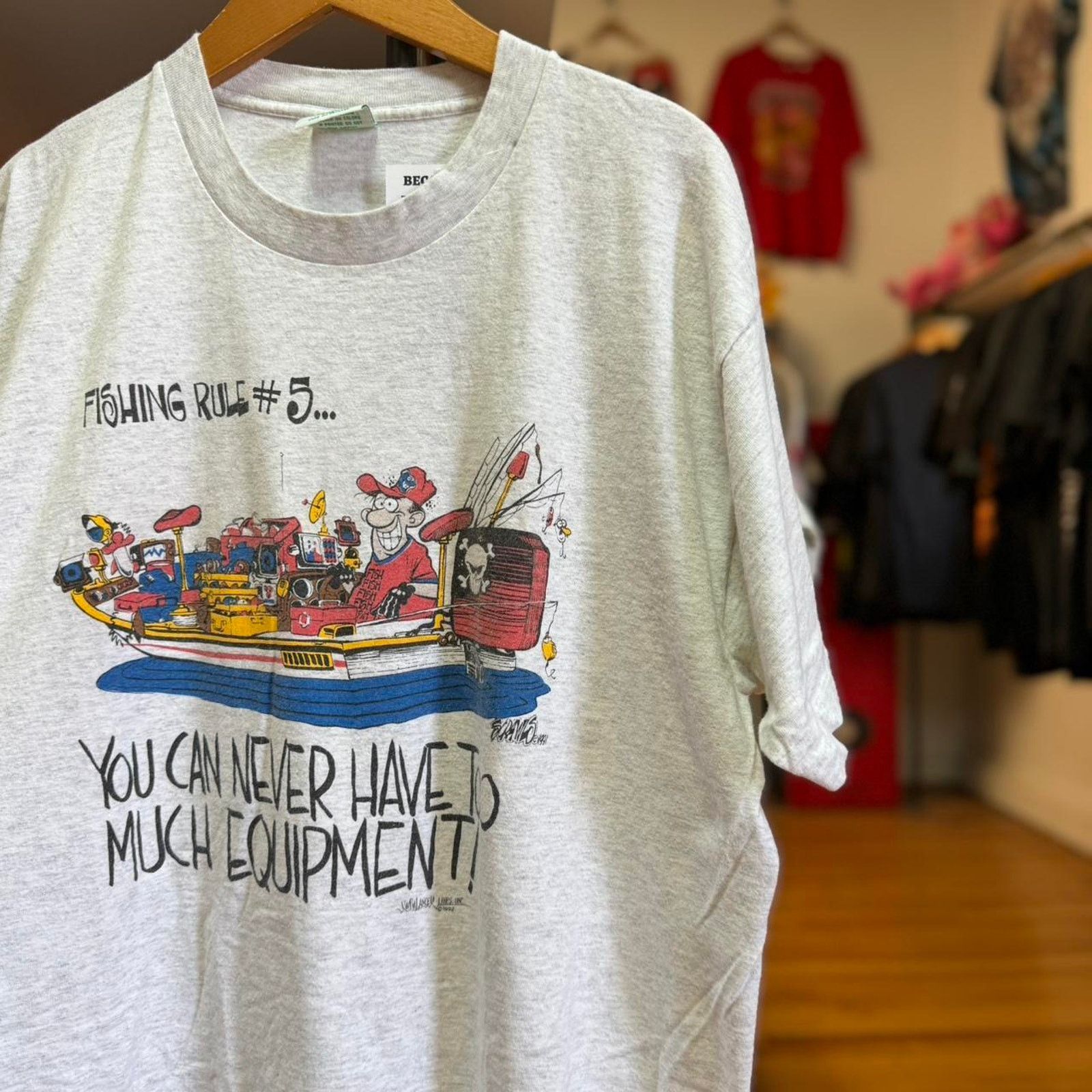 Vintage Vintage 90s Fishing Rule Fish Cartoon Animal T-Shirt Size US XL / EU 56 / 4 - 1 Thumbnail