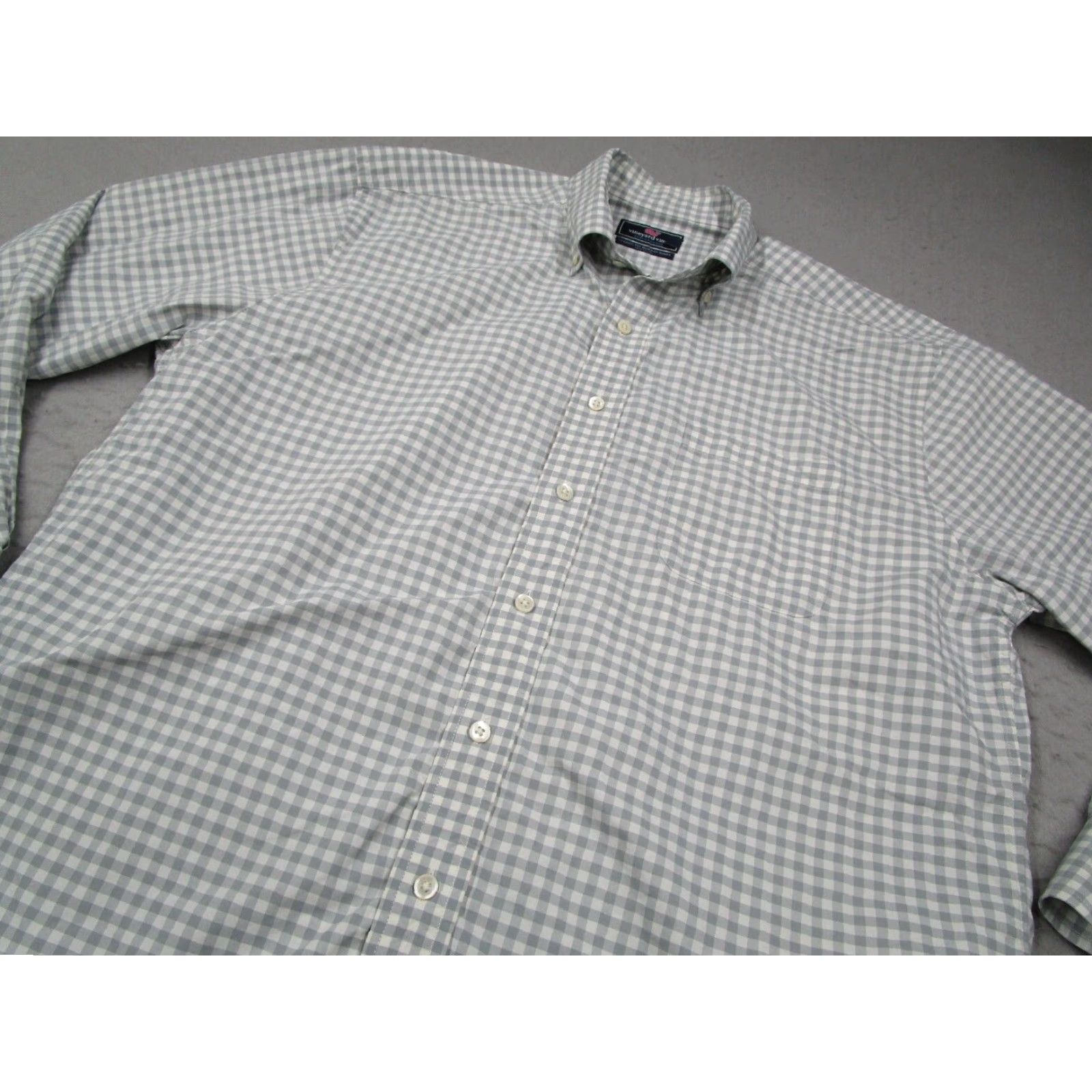 Vineyard Vines VINTAGE Vineyard Vines Men's Large Gray Nylon Check Button-Up Shirt Casual Business Travel Classic Fit Size US L / EU 52-54 / 3 - 2 Thumbnail