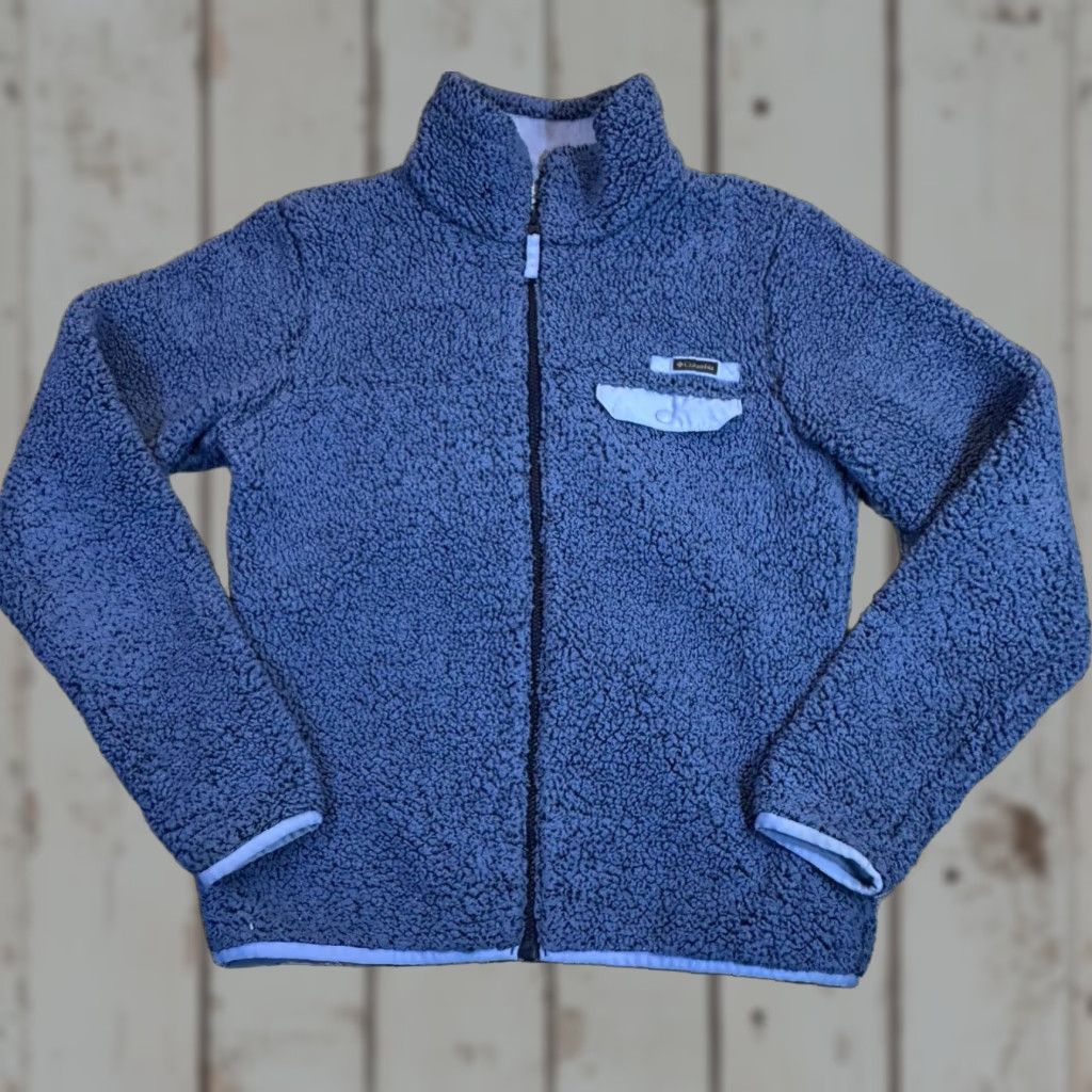 Vintage VINTAGE Columbia Blue Sherpa Fleece Full Zip Logo Pocket Jacket Women M Blue Sherpa Fleece Full Zip Logo Pocket Classic Outdoor 90s Womens Size M / US 6-8 / IT 42-44 - 1 Thumbnail