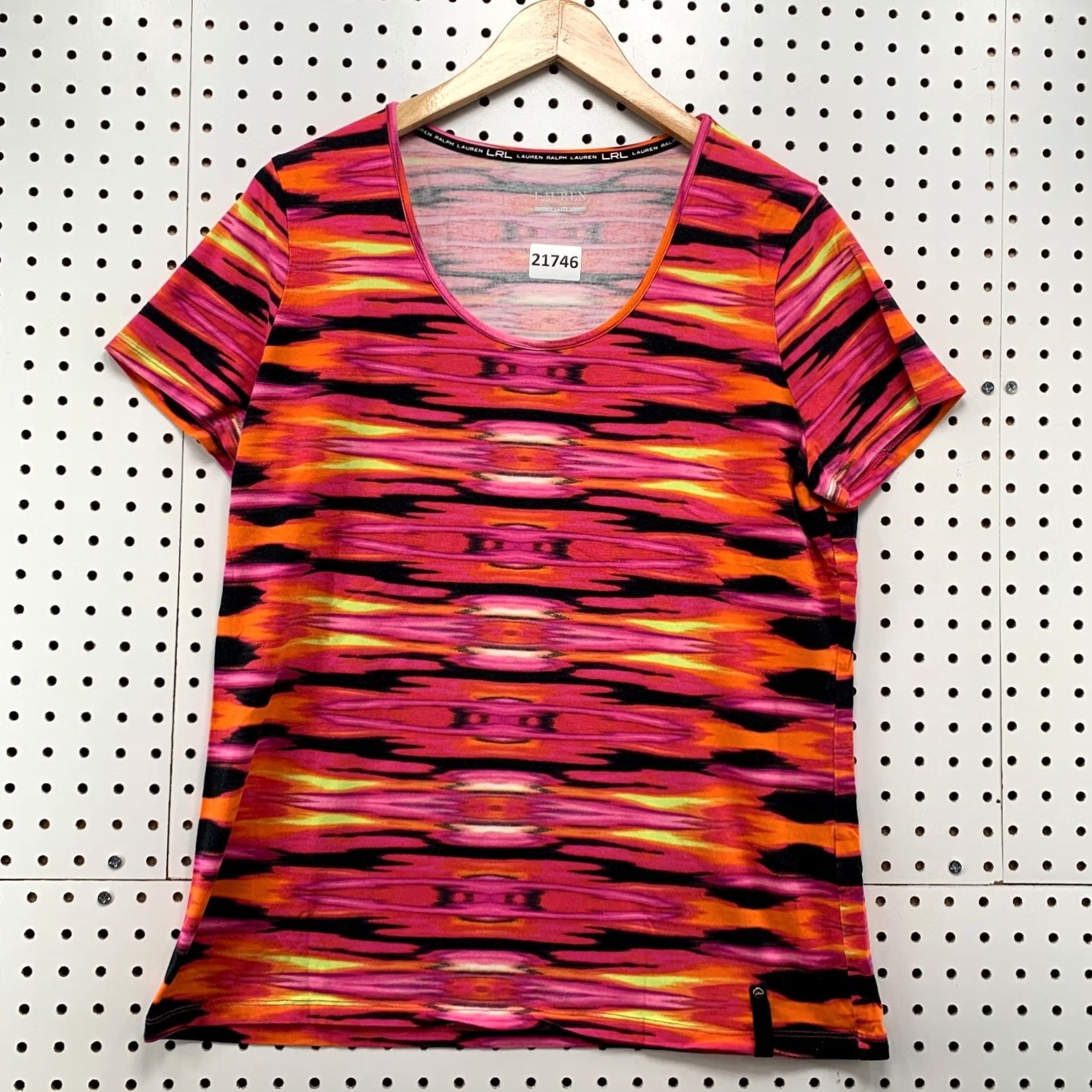 Ralph Lauren VINTAGE LRL Lauren Ralph Lauren Active Shirt Women's XL Striped Pink Orange T-Shirt 20.5x27 Size XL / US 12-14 / IT 48-50 - 2 Thumbnail