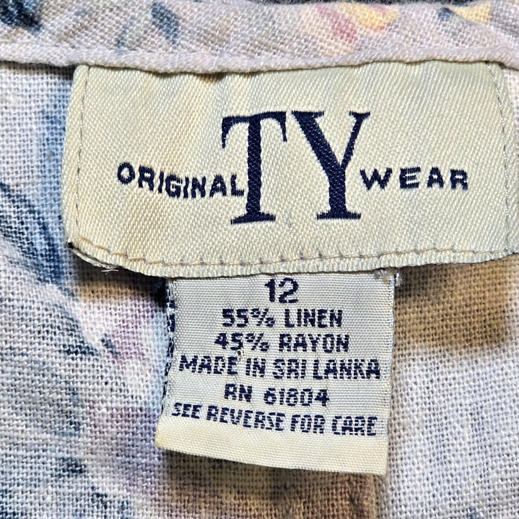 Vintage TY Original Wear Dress Womens 12 Gray Floral Linen Midi Sleeveless Round Neck Sheath Cottage Prairie Casual Party/Cocktail Business Weeks? Size XL / US 12-14 / IT 48-50 - 3 Thumbnail