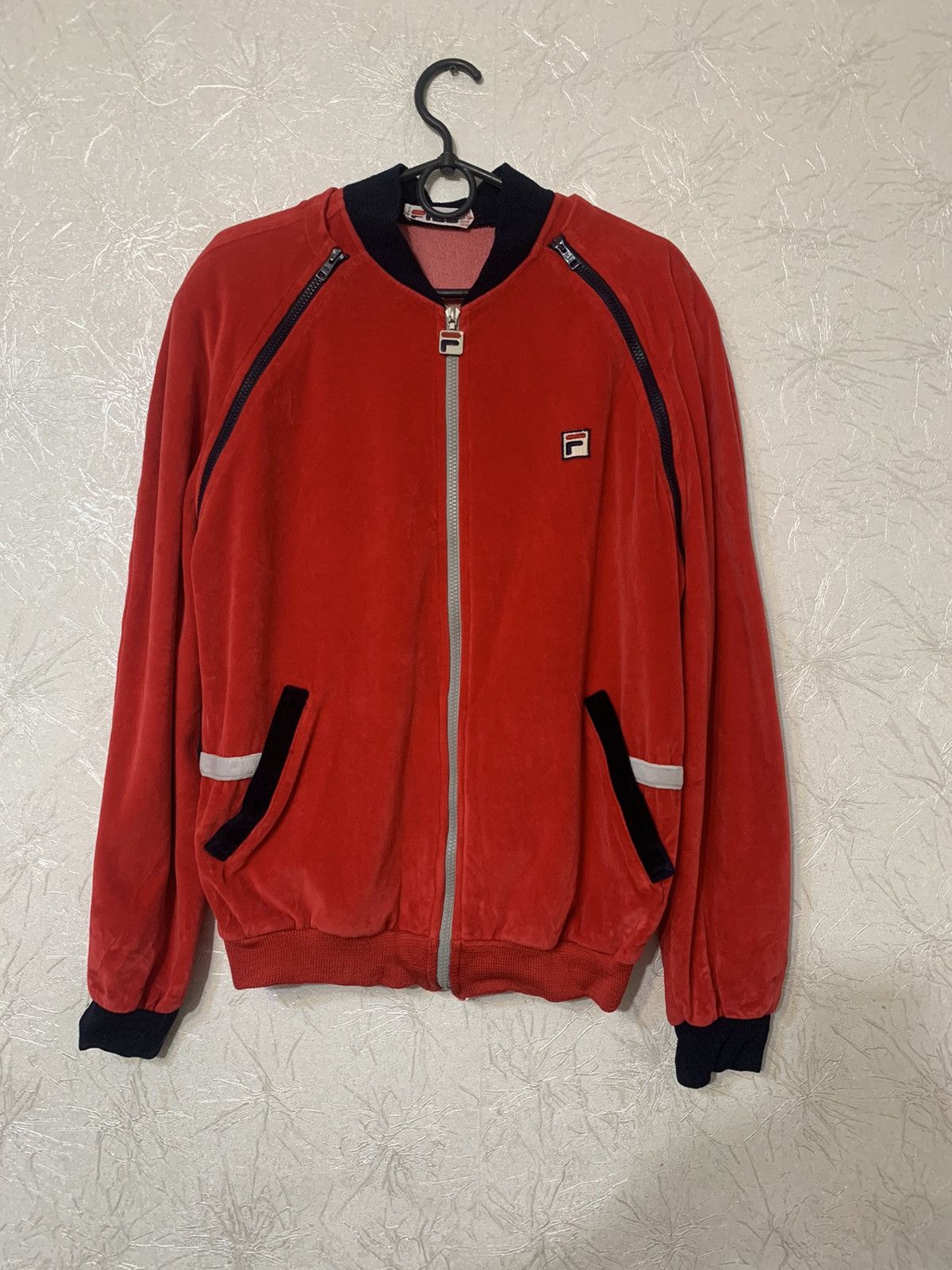 Vintage 80’s Rare Fila Tennis Track Zip Velvet Jacket Italy