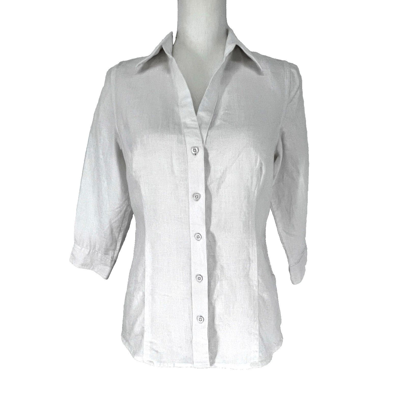 Vintage Talbots Petites White Linen Button Up Shirt Small 3/4 Sleeve Size S / US 4 / IT 40 - 1 Thumbnail