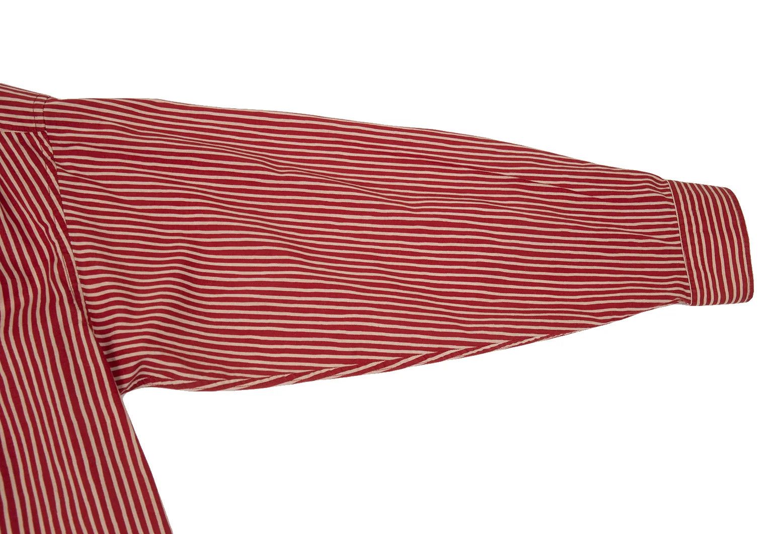 Issey Miyake Cotton Stripe Band Collar Pullover Shirt Red Cream Size US S / EU 44-46 / 1 - 8 Thumbnail