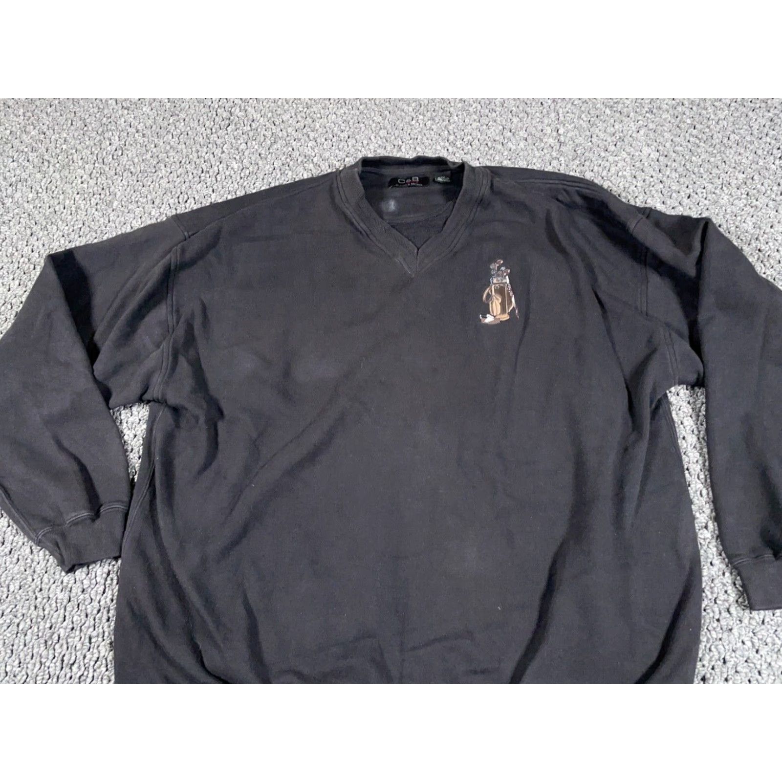 CB Sports VINTAGE CB Sports Sweatshirt Golf Bag Embroidered V-Neck Heavyweight 2XL Black Mens Pullover 90s Style Size US XXL / EU 58 / 5 - 5 Thumbnail
