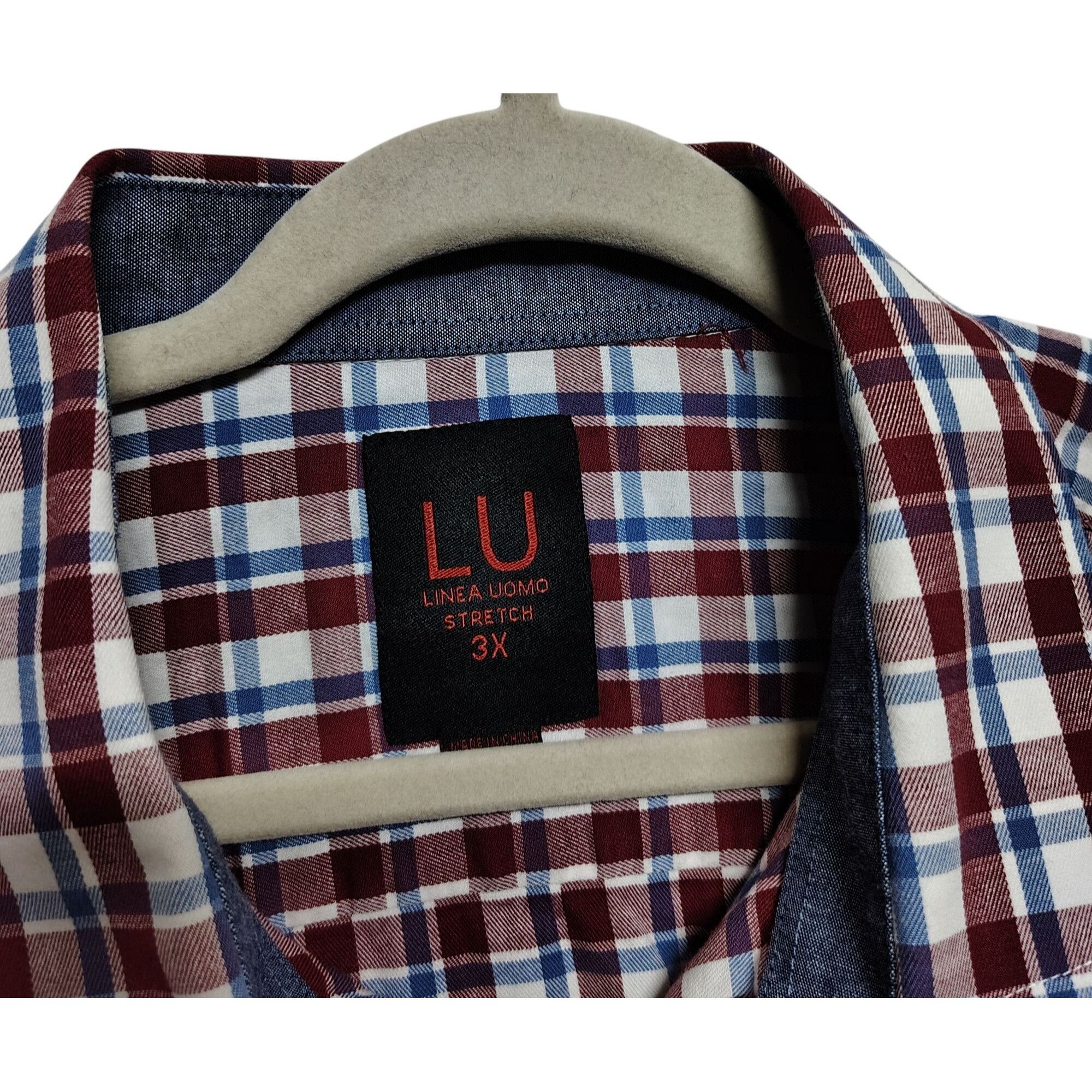 Other Linea Uomo Mens 3X Red and Blue Plaid Long Sleeve Button-Dow Size US XXL / EU 58 / 5 - 5 Thumbnail