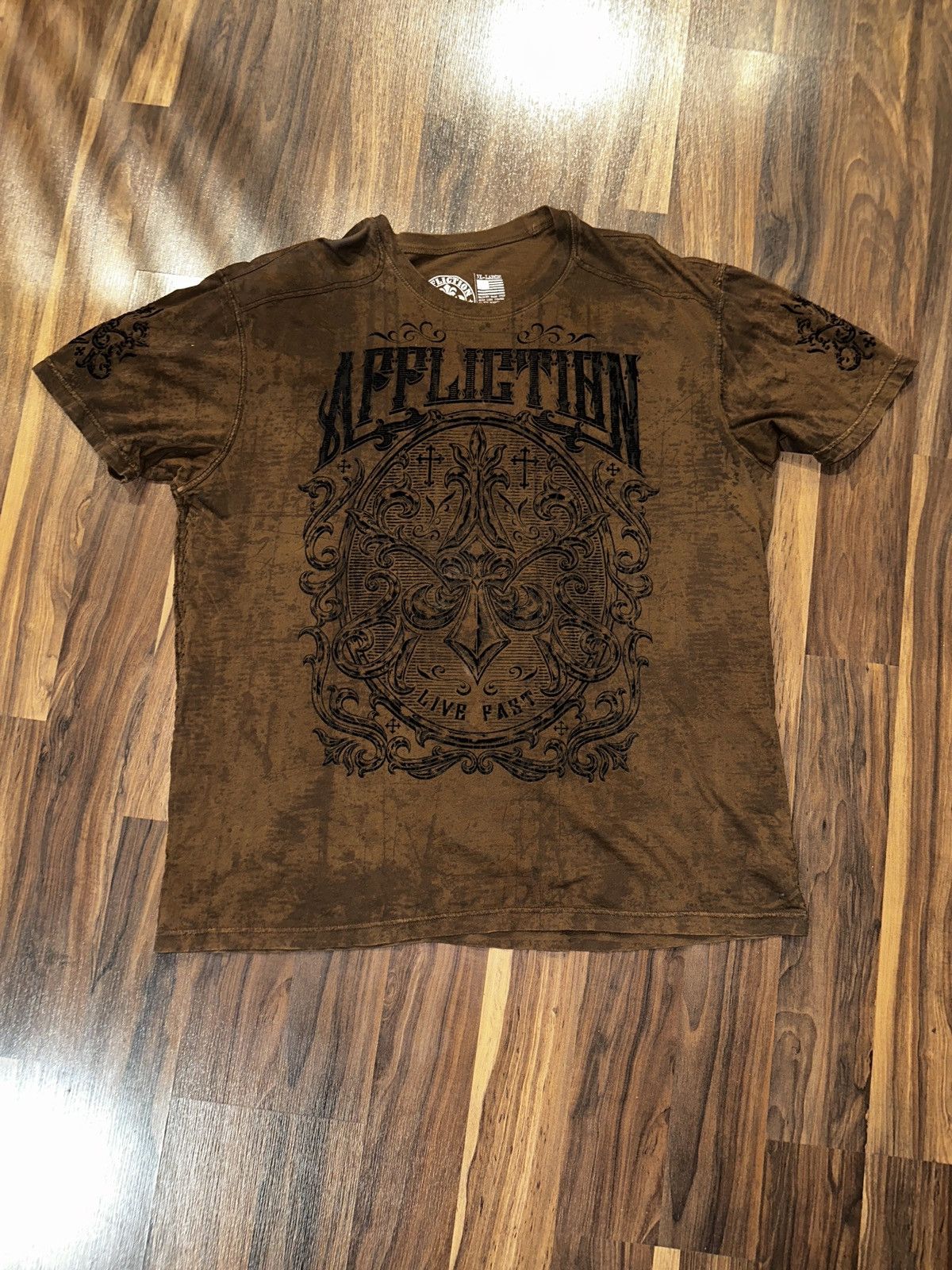 Affliction Y2K AFFLICTION Cyber Grunge Live Fast Graphic Logo Tee 3XL Size US XXL / EU 58 / 5 - 1 Thumbnail