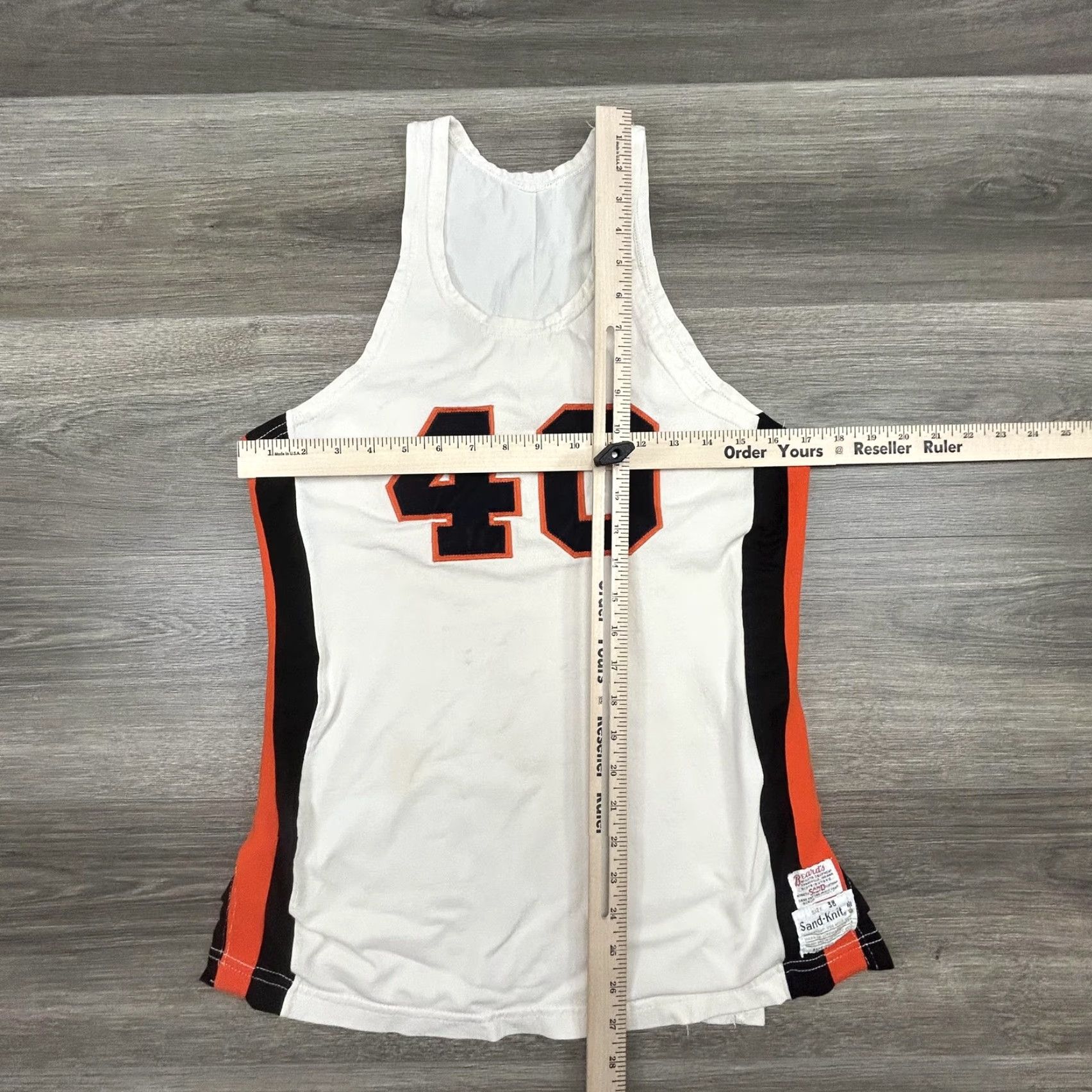 Vintage TRUE VINTAGE 60s Sand-Knit Mens Basketball Jersey Tank White 40 Jersey M Regular Sleeveless Athletic Pullover Size US M / EU 48-50 / 2 - 8 Thumbnail