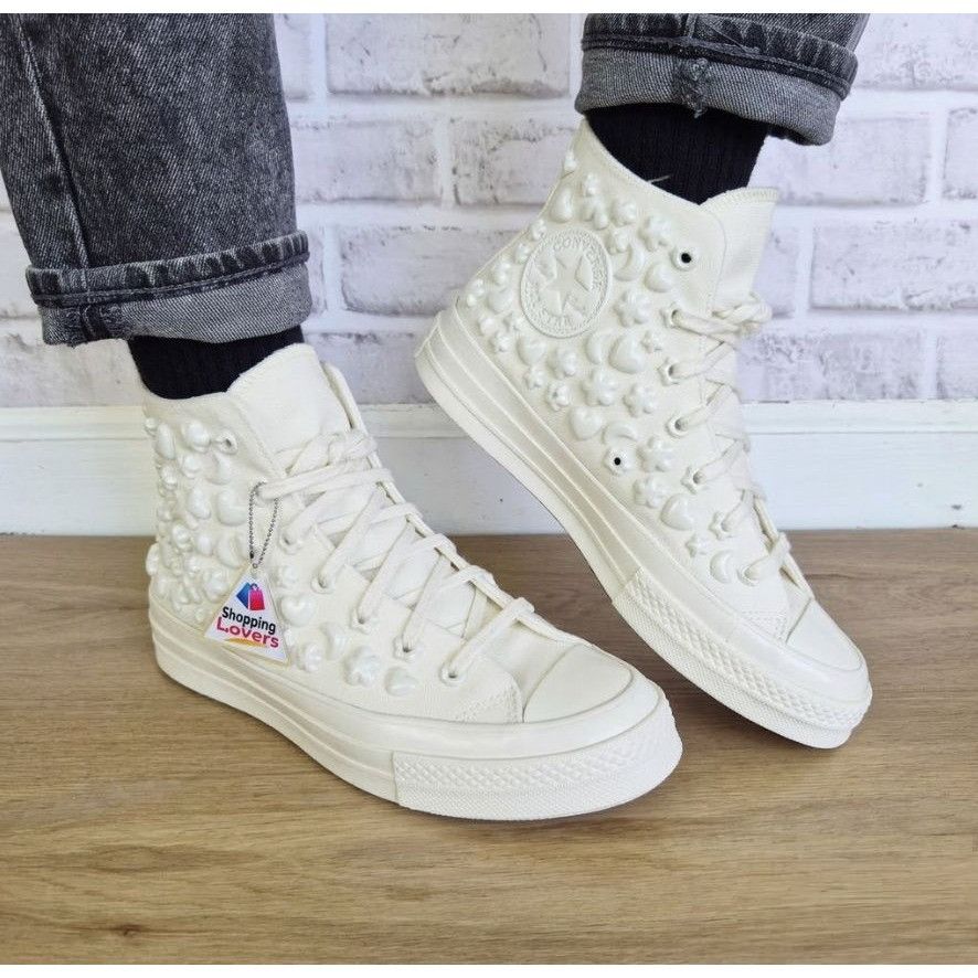 Converse Chuck 70 3d Charms Hi Hearts Stars Egret Sz 8.5 Wo in White, Women's