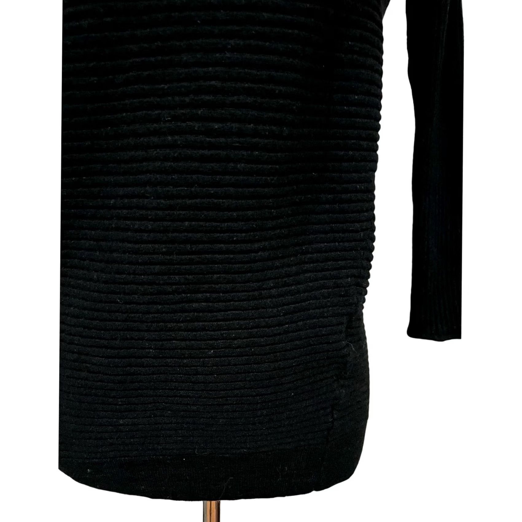 Cos COS Women's Black Wool Jumper Tunic Sweater - Ribbed Boat Neck Size M Size M / US 6-8 / IT 42-44 - 2 Thumbnail