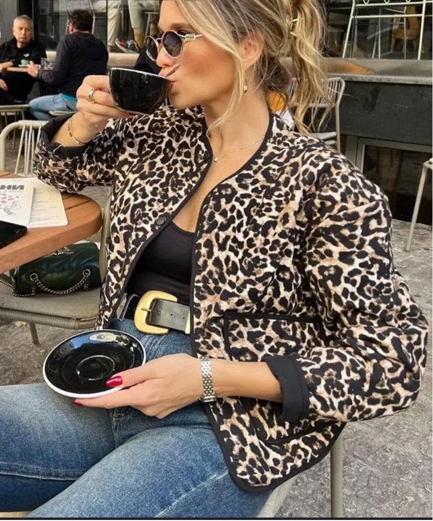 Zara Animal Print Puffer Jacket Size S