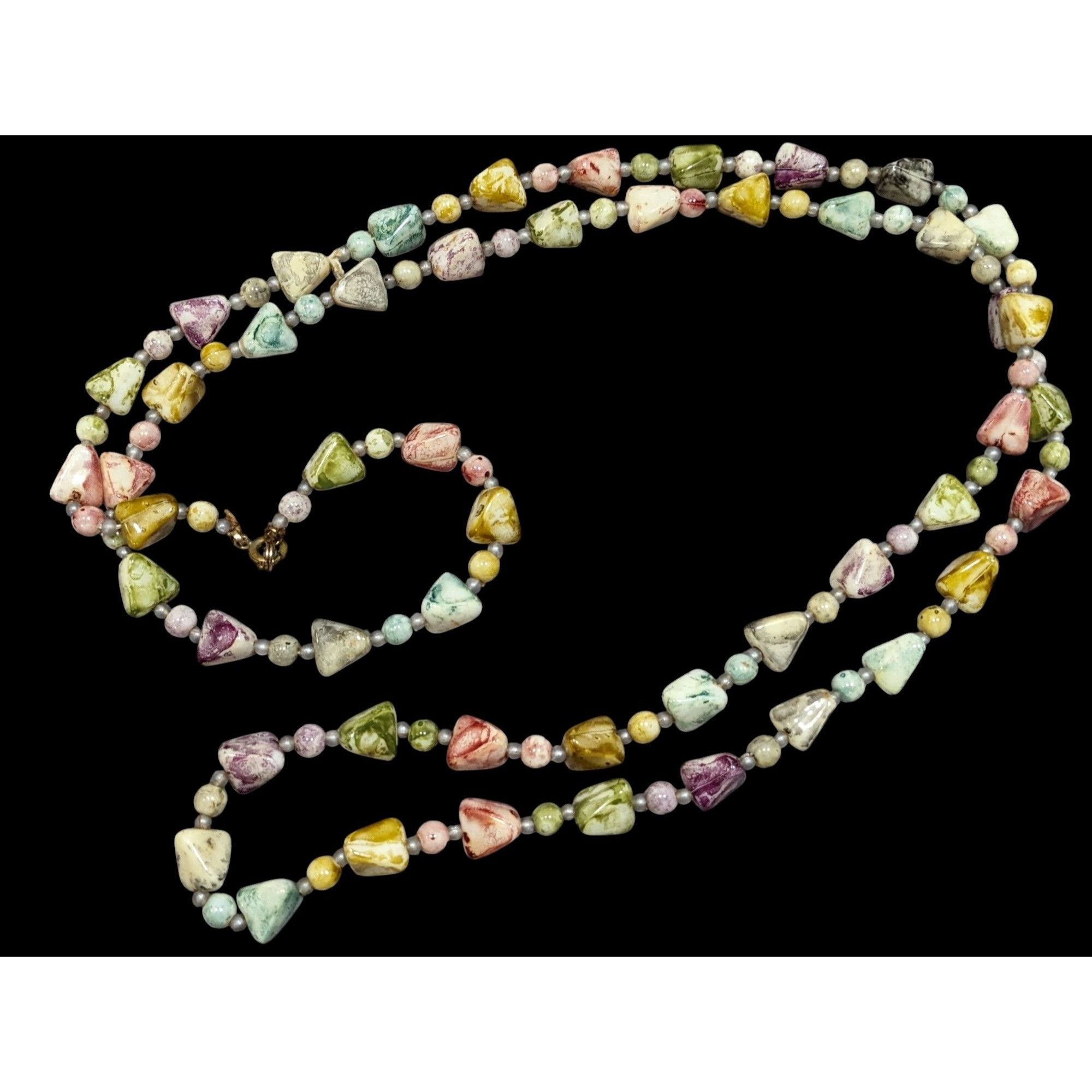 Other Vintage 20s Art Deco Pastel Rainbow Marbled Lucite Beaded Ne Size ONE SIZE - 1 Thumbnail