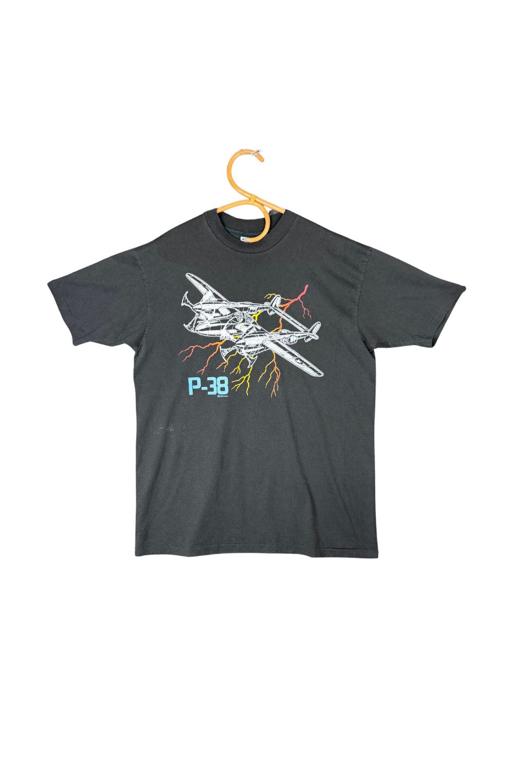 Hanes Vintage P-38 Lightning Aircraft Tee USA Made Single Stitch Size US XL / EU 56 / 4 - 1 Thumbnail