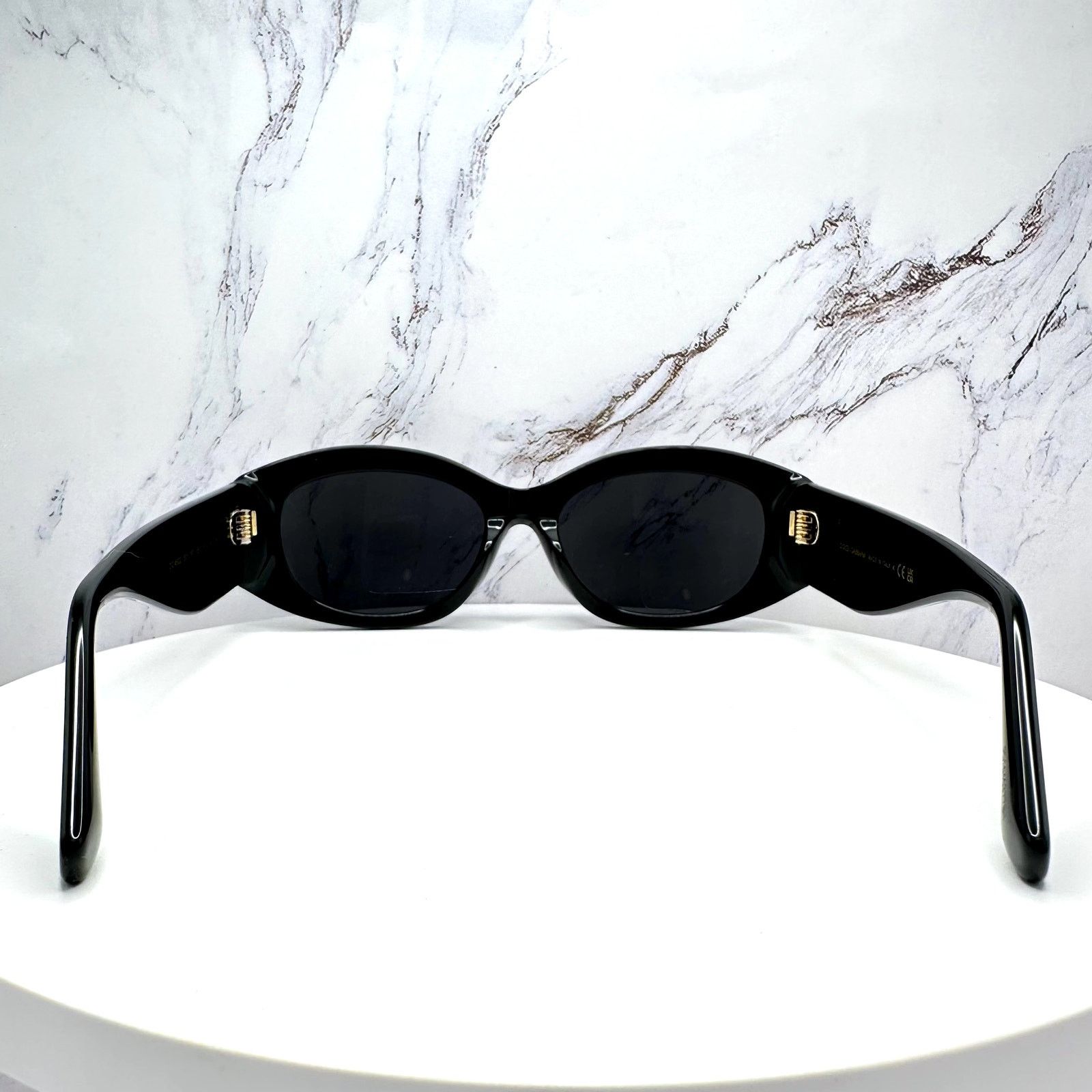 Dolce & Gabbana New Dolce & Gabbana Sunglasses Black Oval Acetate Gold Metal Size ONE SIZE - 8 Thumbnail