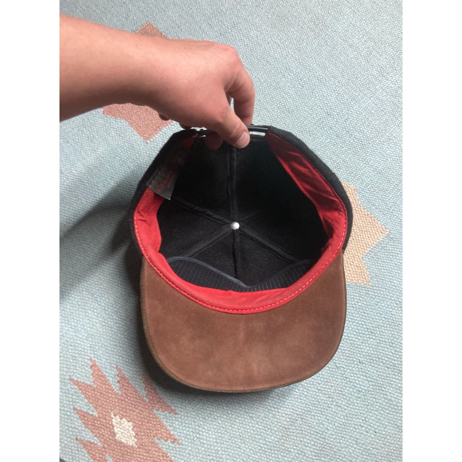 Vintage VINTAGE Adventure Bound SnapBack Hat Wool Cap Men Adjustable Black USA Leather Suede Brim Sports Club Size ONE SIZE - 6 Thumbnail