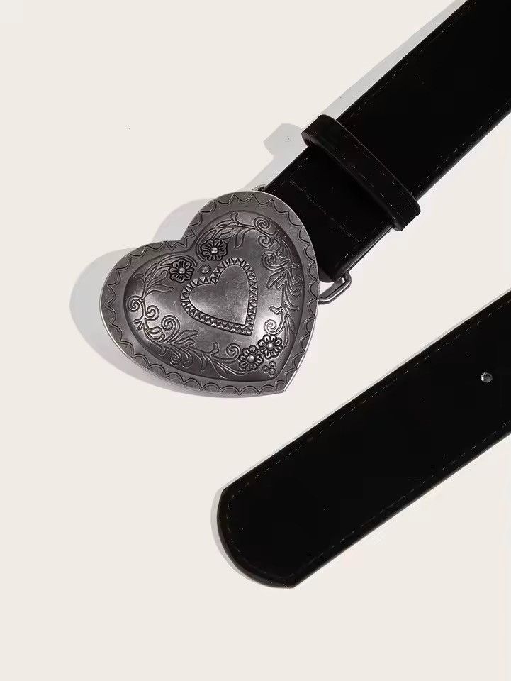 Japanese Brand 112 cm Heart Buckle Belt – PU Leather Size ONE SIZE - 1 Thumbnail