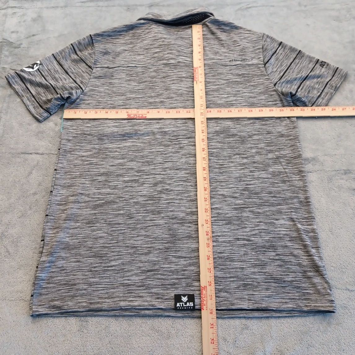 Vintage Atlas Polo Shirt Mens Large Gray Striped Short Sleeve Size US L / EU 52-54 / 3 - 6 Thumbnail
