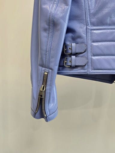 Tom Ford o1sm1stk0725 Shiny Double Zipper Biker Jacket in Sky Size US M / EU 48-50 / 2 - 3 Thumbnail