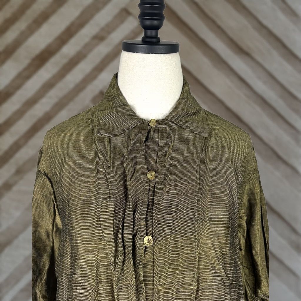 Vintage VINTAGE Ron Leal Blouse Womens M Gold Striped Linen Blend Button 3/4 Sleeve Size M / US 6-8 / IT 42-44 - 1 Thumbnail