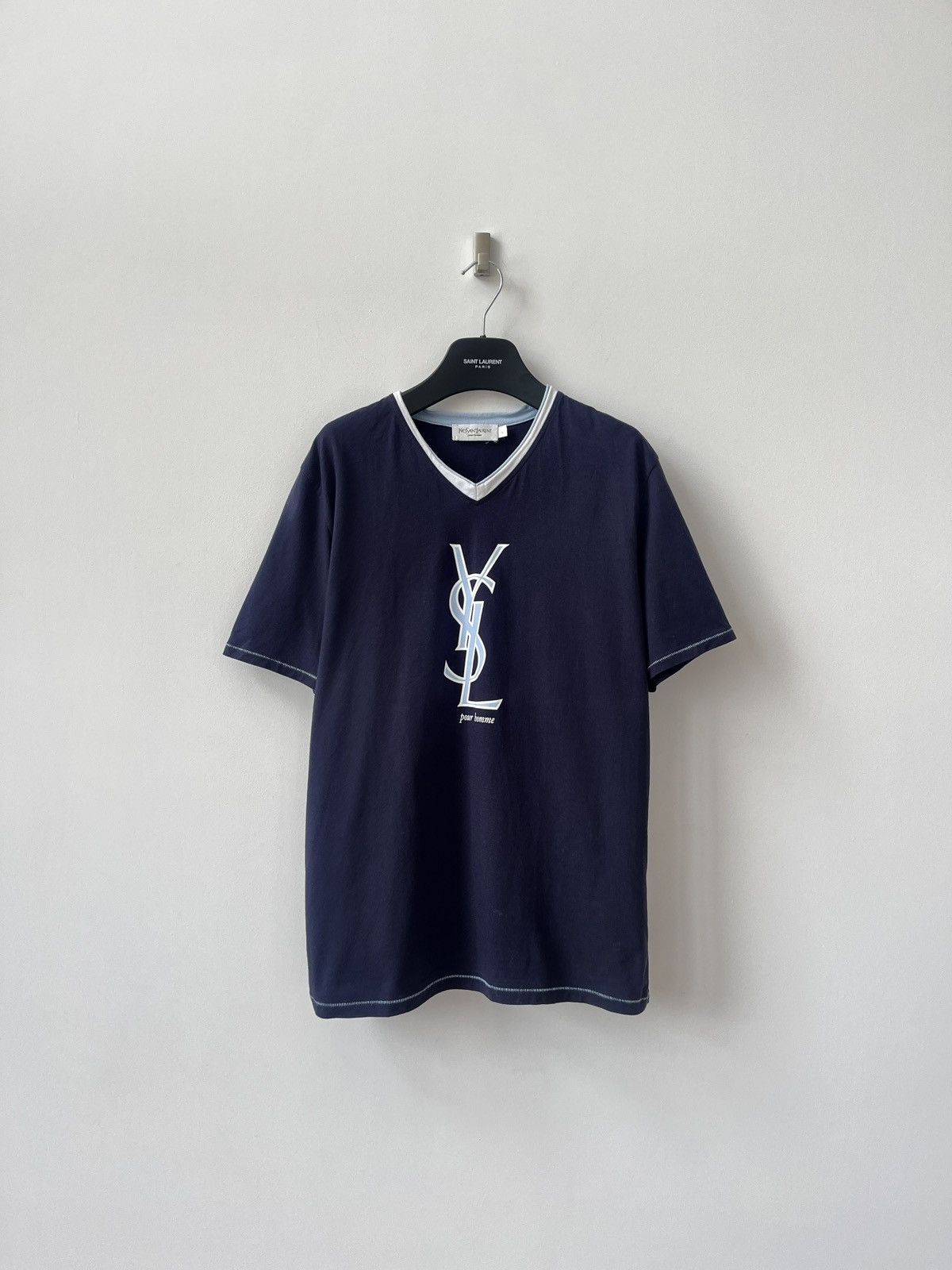 Yves Saint Laurent Vintage YVES SAINT LAURENT T-shirt Big Logo Paris France Size US M / EU 48-50 / 2 - 1 Thumbnail