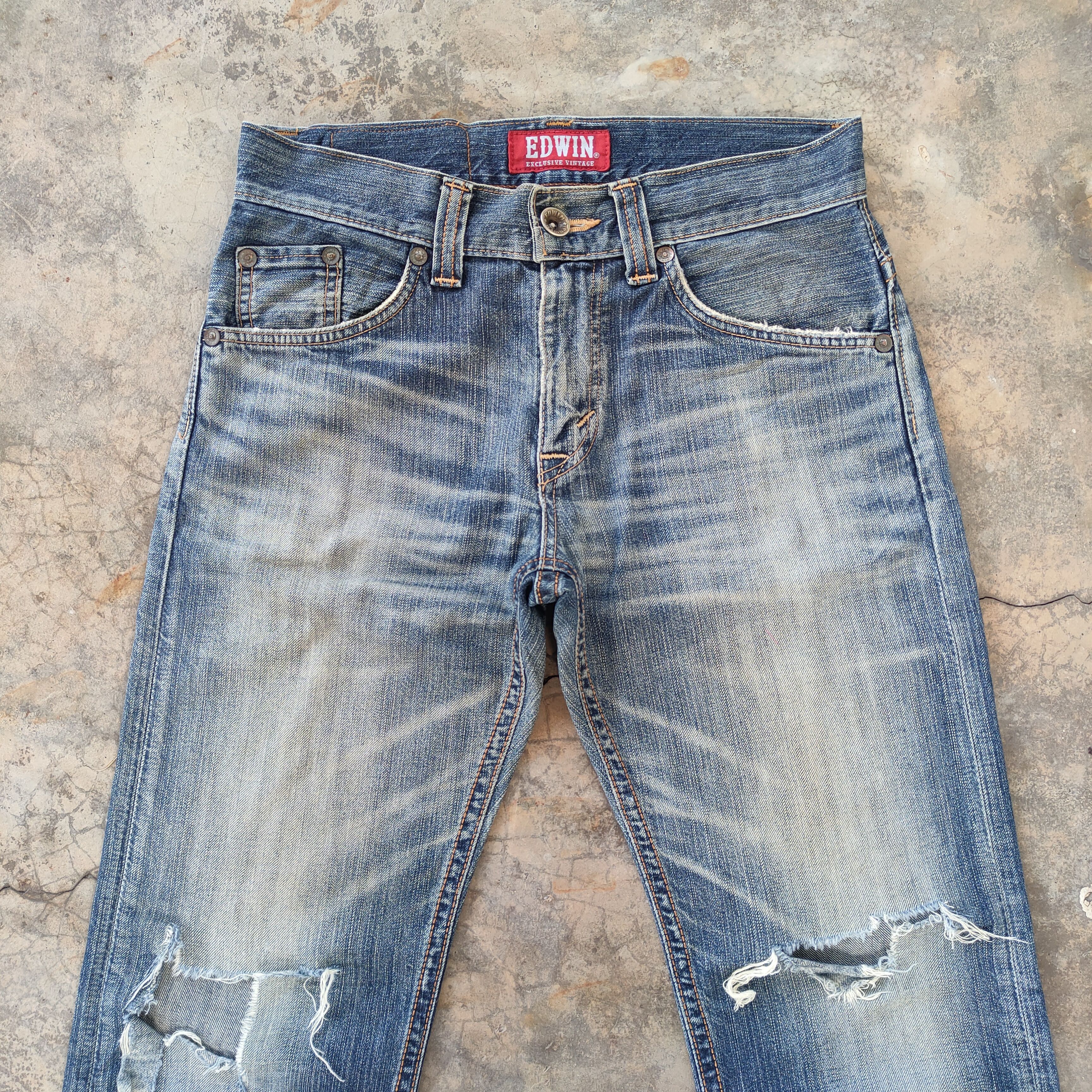 Edwin # VINTAGE DISTRESSED EDWIN FADED BLUE JEANS PANTS Size US 32 / EU 48 - 3 Thumbnail