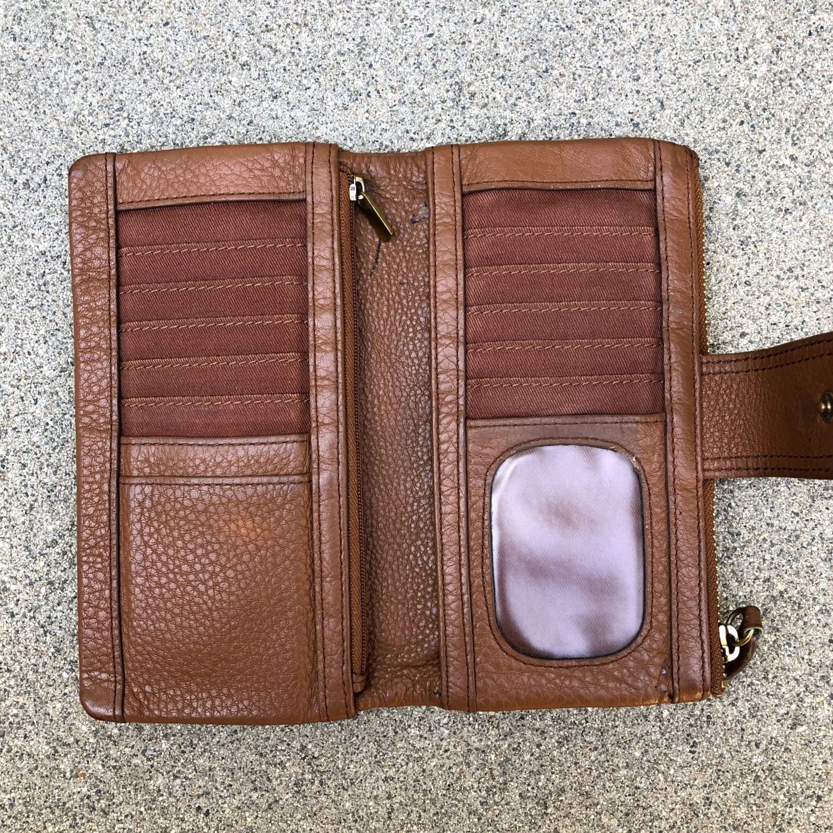 Fossil FOSSIL Emma Saddle Wallet Bifold Brown Leather Zipper Clutch Women's Wallet Size ONE SIZE - 5 Thumbnail