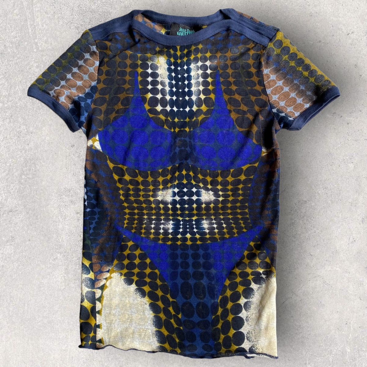 image of Jean Paul Gaultier Fall95 Cyber Dot Mesh Tee in Blue, Men's (Size XS)