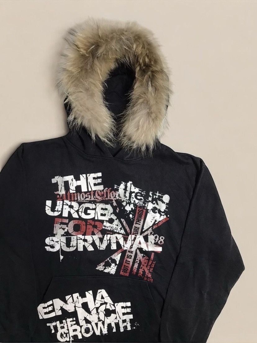 If Six Was Nine 2000s Rare Poem Faux Fur Zip Up Hoodie Size US L / EU 52-54 / 3 - 2 Thumbnail