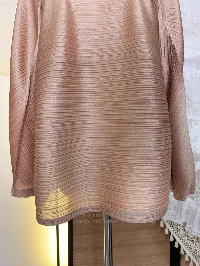 Issey Miyake Issey Miyake Salmon Pink Horizontal Pleated Long Sleeve To Size L / US 10 / IT 46 - 8 Thumbnail