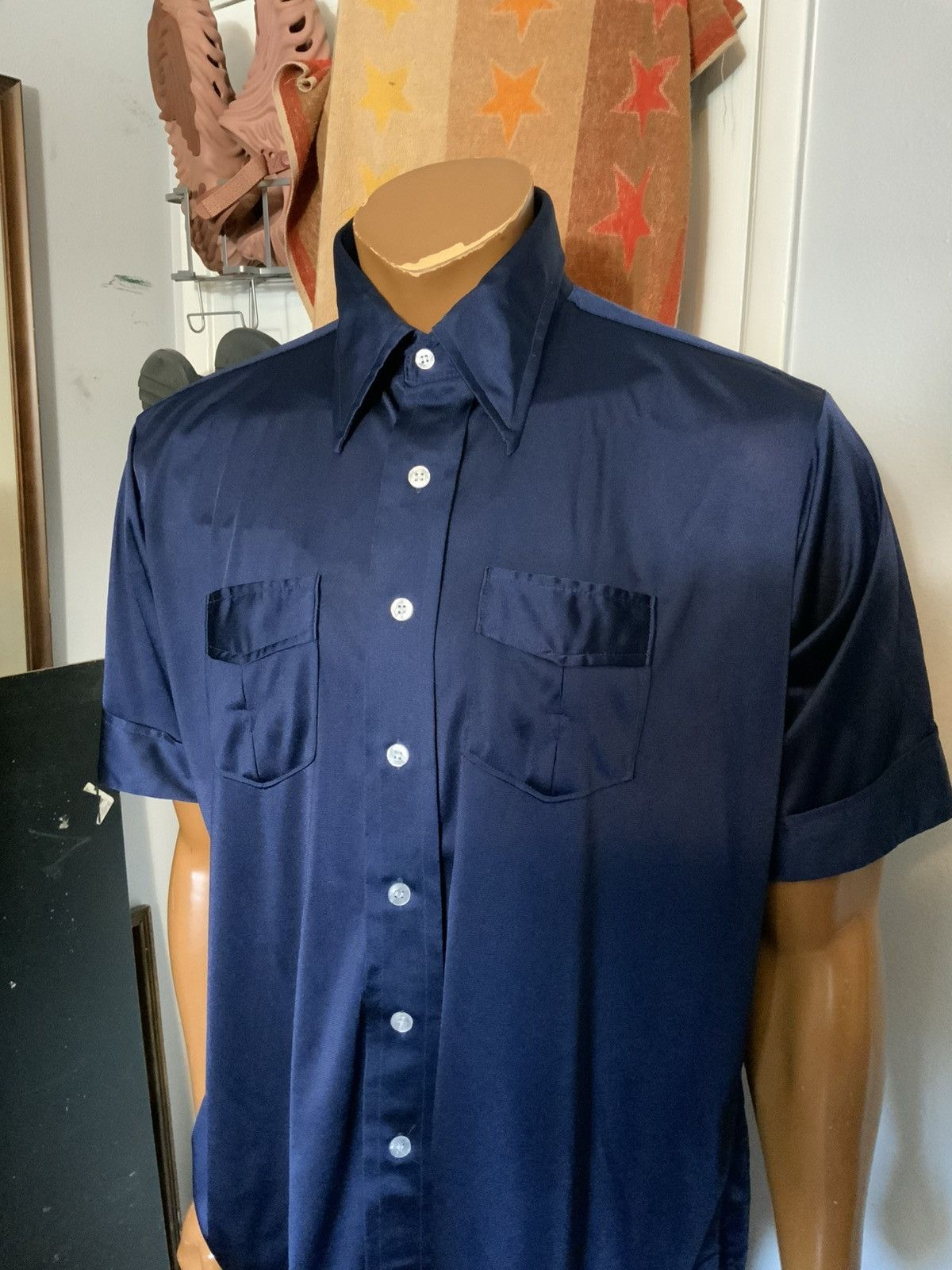 Vintage Vintage 70s Satin Knit By Quinessa Knit Disco Button Shirt Size US XL / EU 56 / 4 - 8 Thumbnail