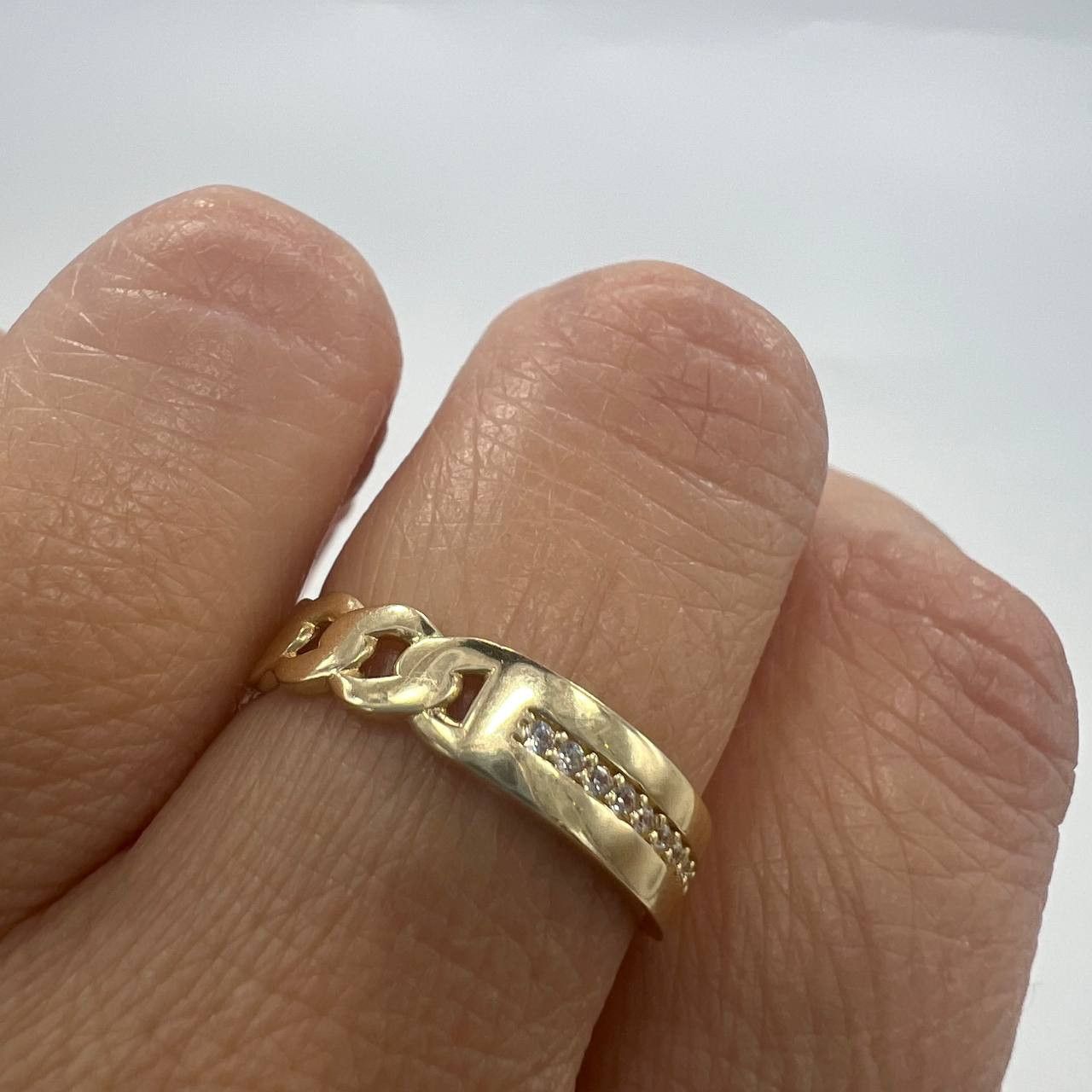 Other New 14K Solid Gold Ring 1.6g – Chain Link and Stone Band Size ONE SIZE - 6 Thumbnail