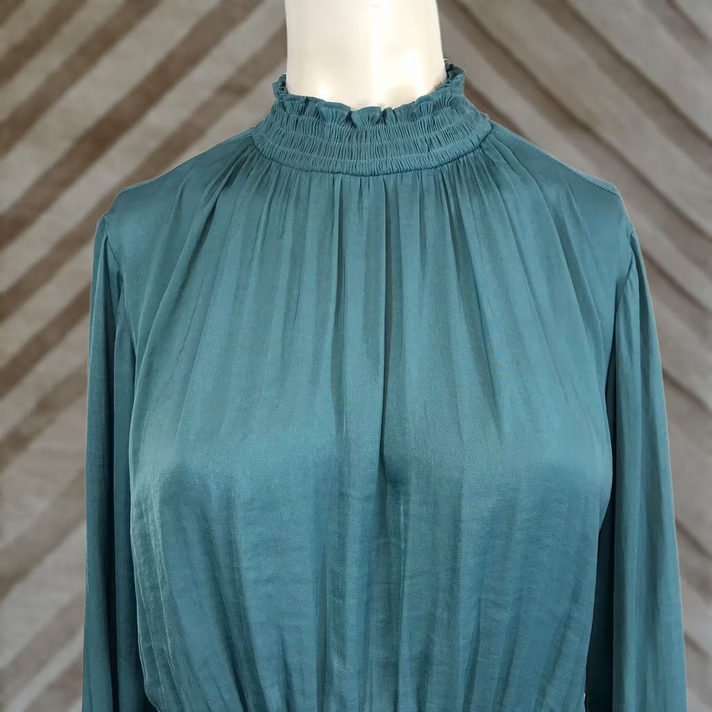 Nine West Nine West Blouse Teal Mock Neck Peplum Long Sleeve XS Women Size XS / US 0-2 / IT 36-38 - 1 Thumbnail