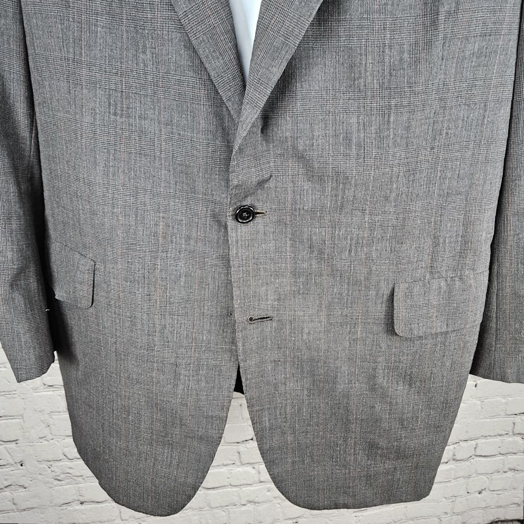 Vintage VINTAGE Oxxford Blazer Sport Coat Grey 2 Button Notch Lapel Single-Breasted Wool 43L Men Fashion Size 46R - 5 Thumbnail
