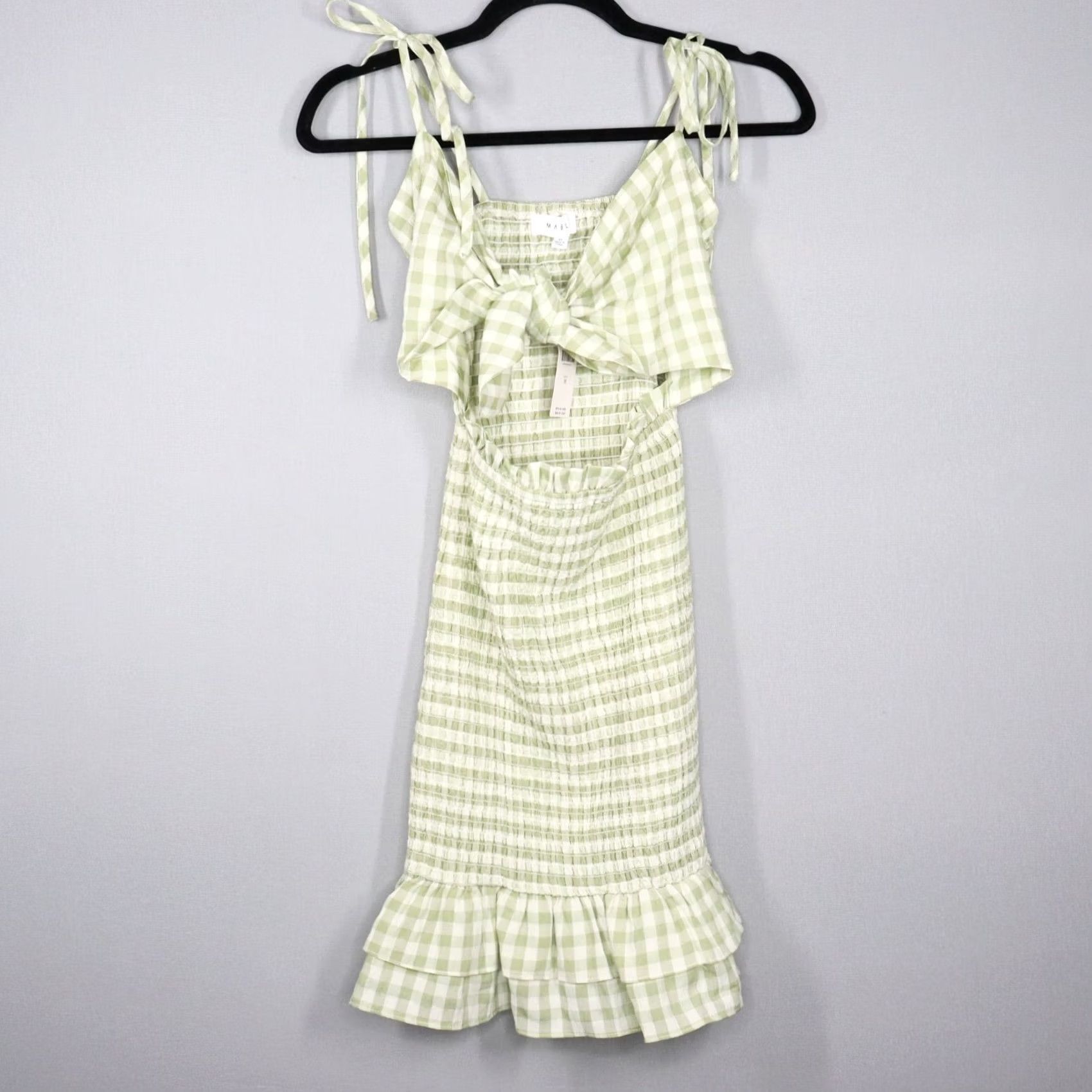 Anthropologie Anthropologie Gingham Mini Dress Mable Casual Sleeveless Smocked Cut Out NWT Green Spring Summer Womens Size M Size M / US 6-8 / IT 42-44 - 2 Thumbnail