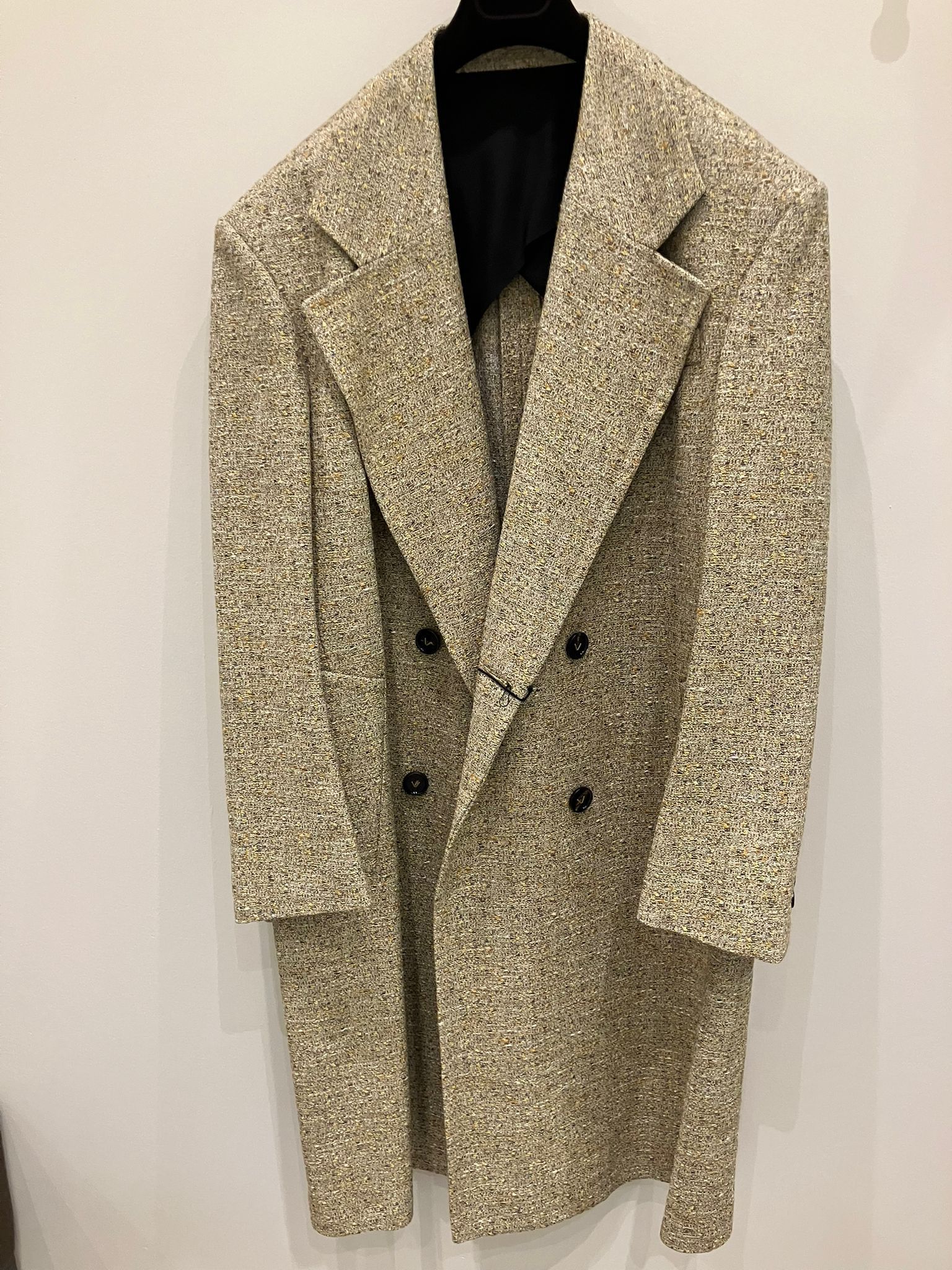 Bottega Veneta o1bcso1str0225 Textured Silk Blend Coat in Beige Size US L / EU 52-54 / 3 - 1 Thumbnail