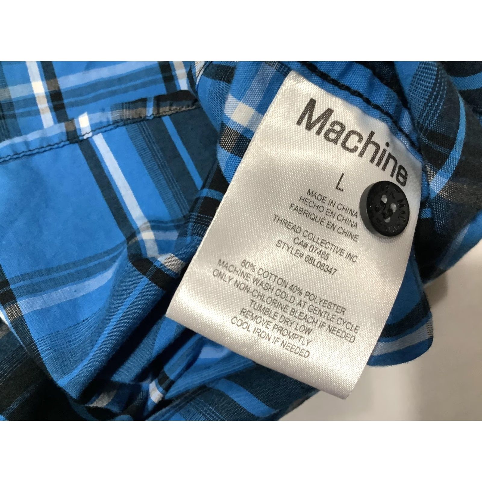 Toy Machine Machine Shirt Mens Large Blue Black Plaid Button Up Western Pearl Snap Pockets Size US L / EU 52-54 / 3 - 5 Thumbnail