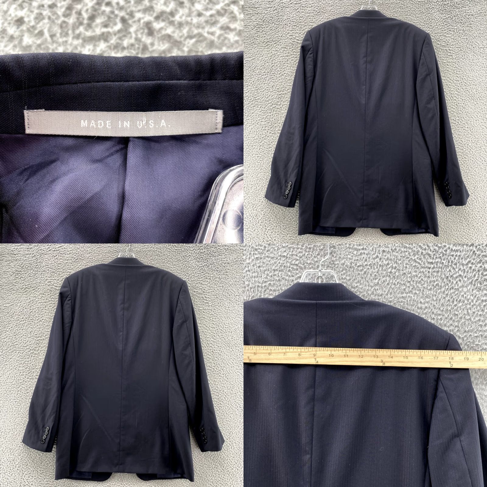 Vintage Vintage Loro Piana x Hickey Freeman Blazer Men's 40L Navy Pinstripe USA Jacket Size 40R - 8 Thumbnail