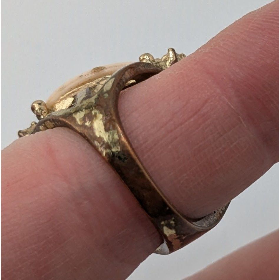 Other Vintage Glam Statement Ring With Rhinestones & Faceted Cream Size ONE SIZE - 6 Thumbnail