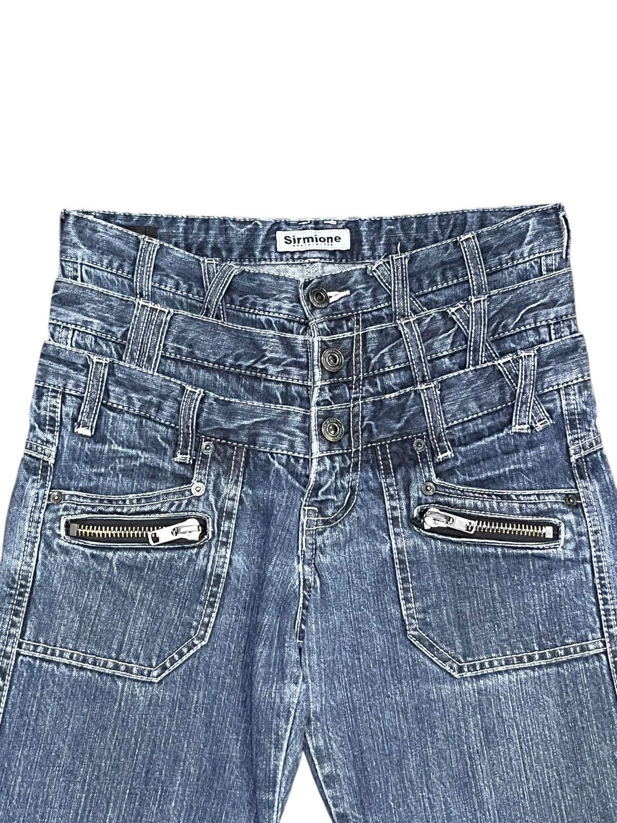 Designer 🔥SIRMIONE Designer Triple Waist Denim Shorts Avant Garde Size US 26 / EU 42 - 2 Thumbnail