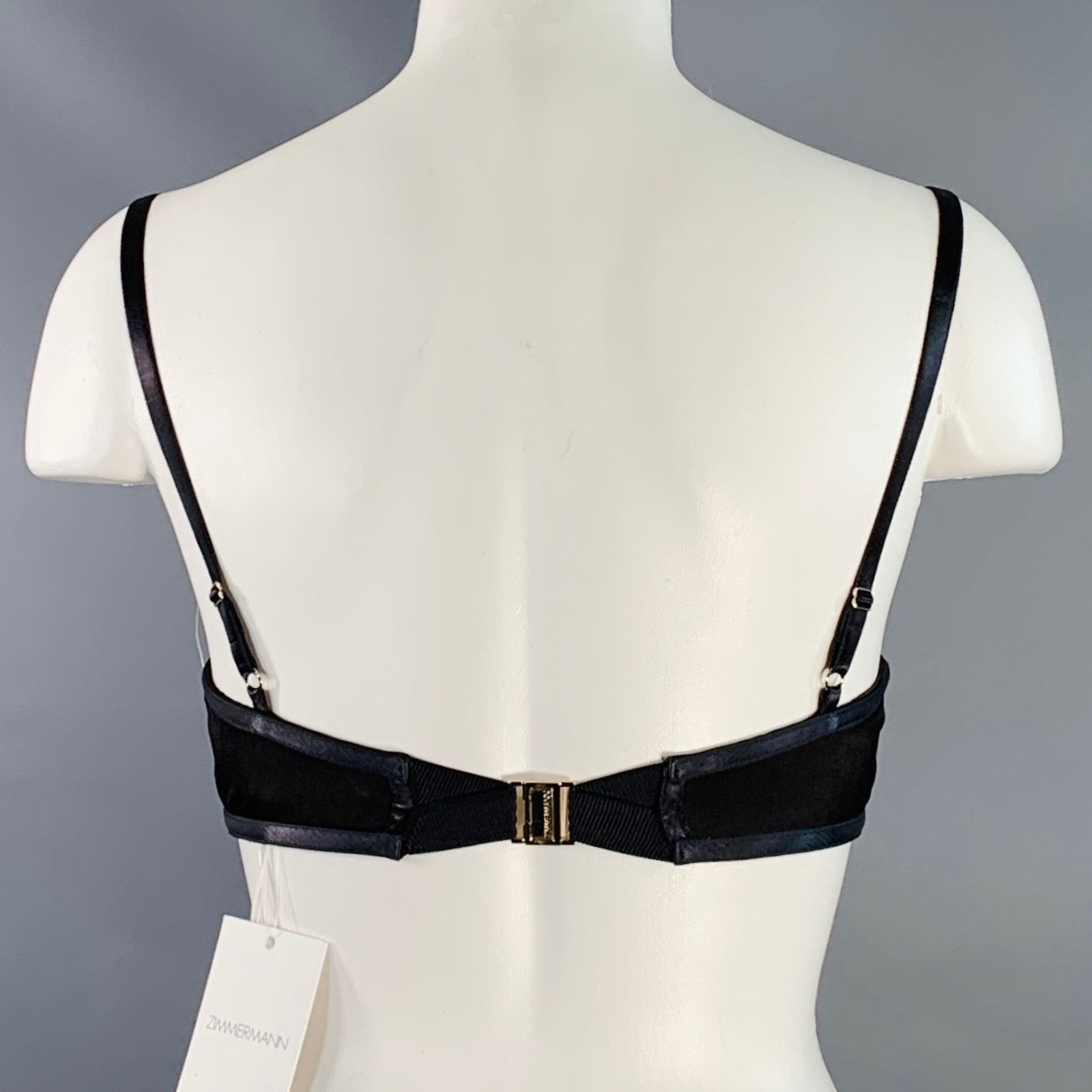 Zimmermann 4 Black Viscose Blend Mixed Fabrics Bralette Dress Top Size S / US 4 / IT 40 - 3 Thumbnail