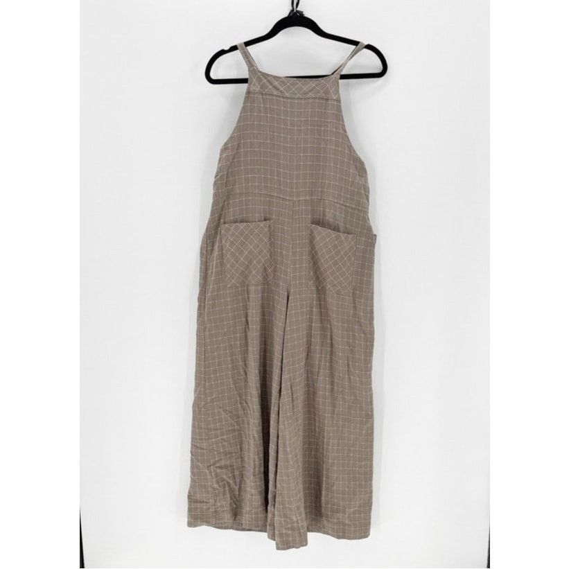 Other Easel brown windowpane adjustable wide leg jumpsuit size S Size 27" / US 4 / IT 40 - 1 Thumbnail