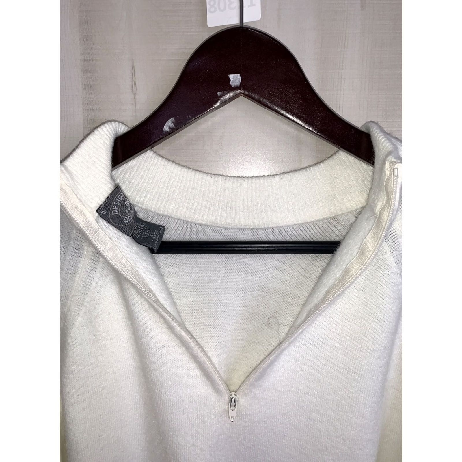 Vintage VINTAGE Designers Originals Large Ivory Zip Back Knit Womens Sweater-11308 Size L / US 10 / IT 46 - 6 Thumbnail