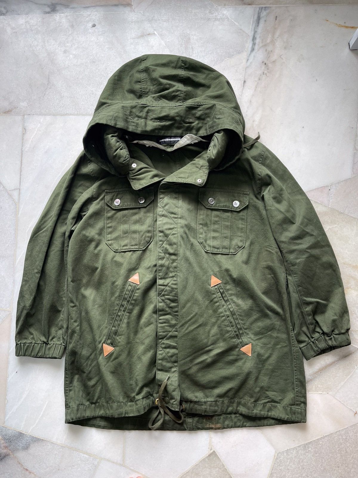 Issey Miyake × mercibeaucoup 2000s Mercibeaucoup Neck Pillow Army Green Parka Size US L / EU 52-54 / 3 - 10 Thumbnail