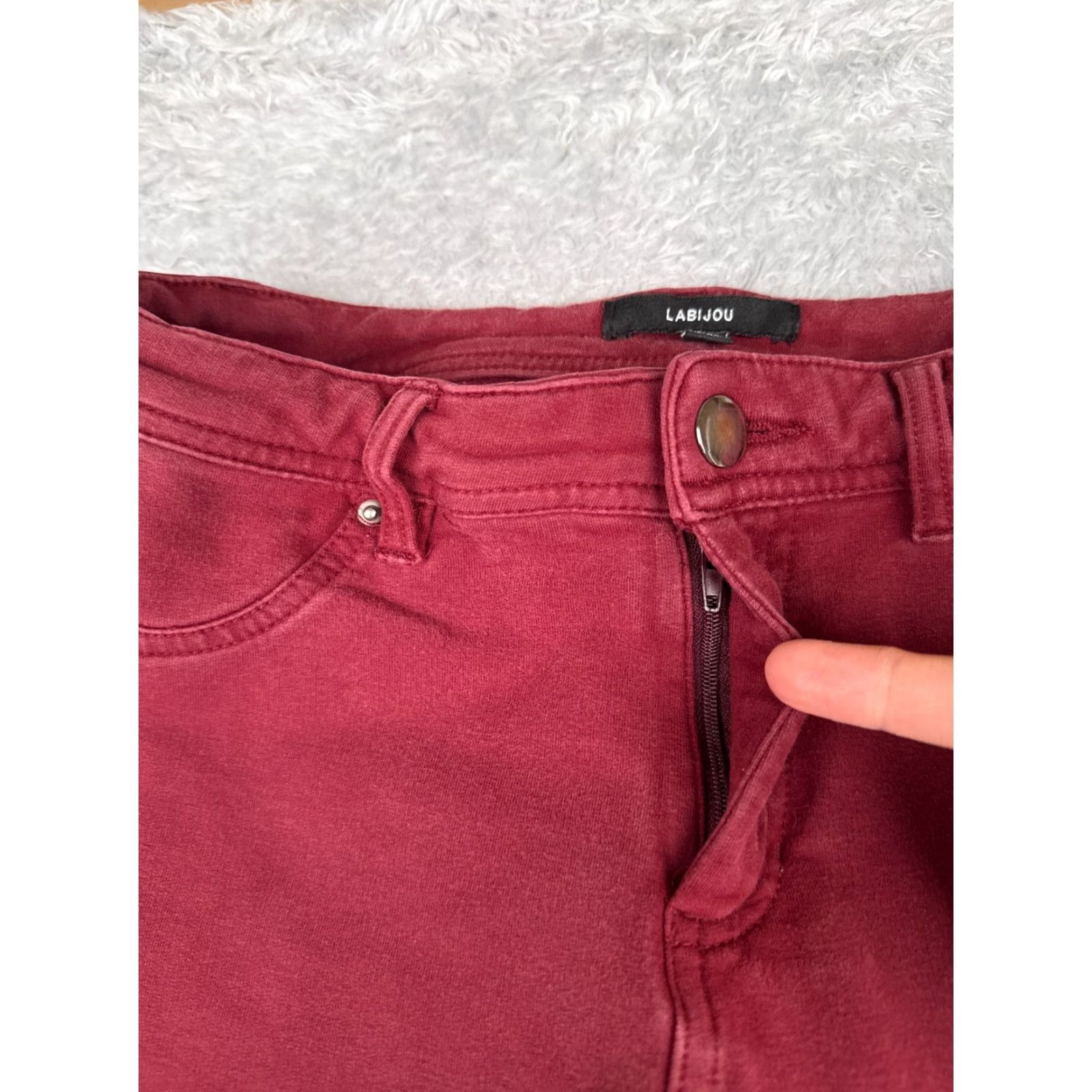 Vintage Labijou Women's Slim Fit Skinny Jeans Red Cotton Blend Stretch 26x30 Mid Rise Modern Design Size 36" / US 14 / IT 50 - 5 Thumbnail