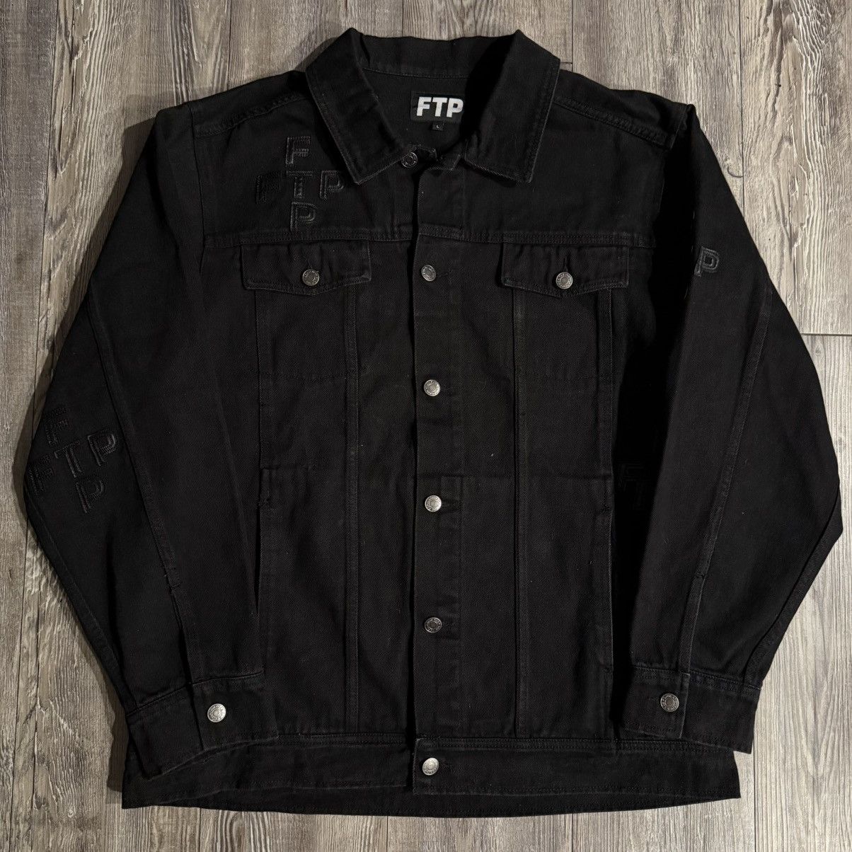Fuck The Population FTP Cross Logo Denim Trucker Jacket Size US L / EU 52-54 / 3 - 1 Thumbnail