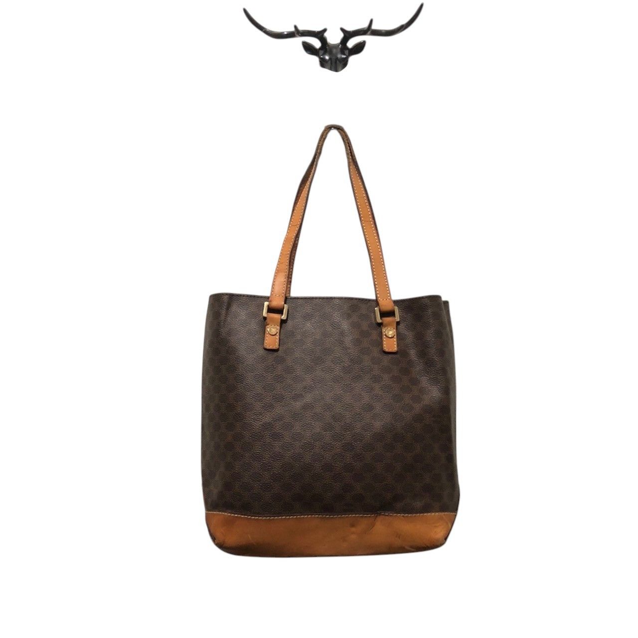 Celine × Vintage Vintage Celine Macadam Shoulder Tote Bag Leather Beige Size ONE SIZE - 7 Thumbnail