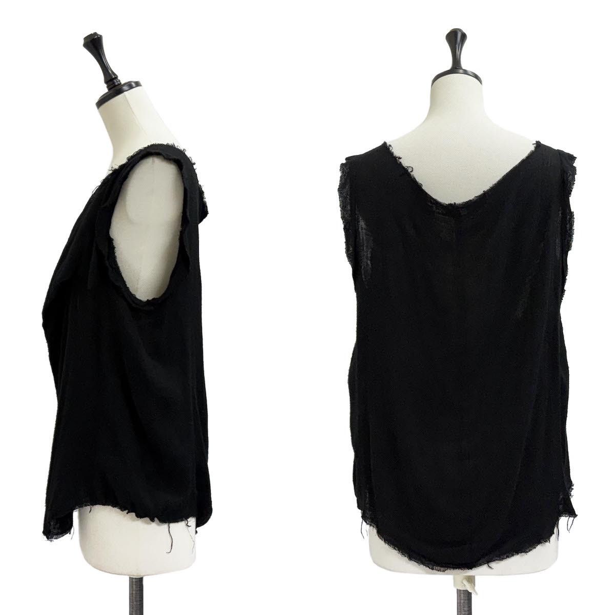 Yohji Yamamoto Yohji Yamamoto Femme - Raw Edge Sleeveless Blouse Top Black Size XS / US 0-2 / IT 36-38 - 3 Thumbnail